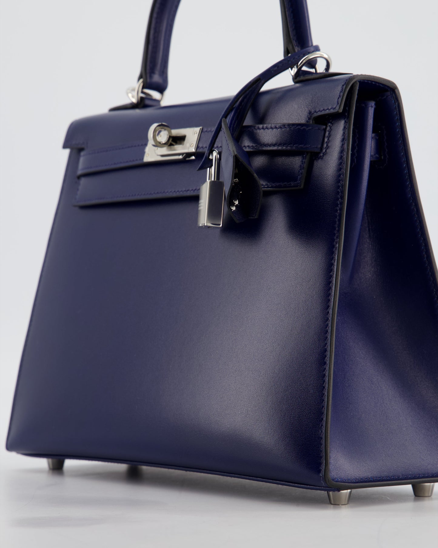 *RARE* Hermes Kelly 25 Sellier Bag in Bleu Saphir Box Leather with Palladium Hardware