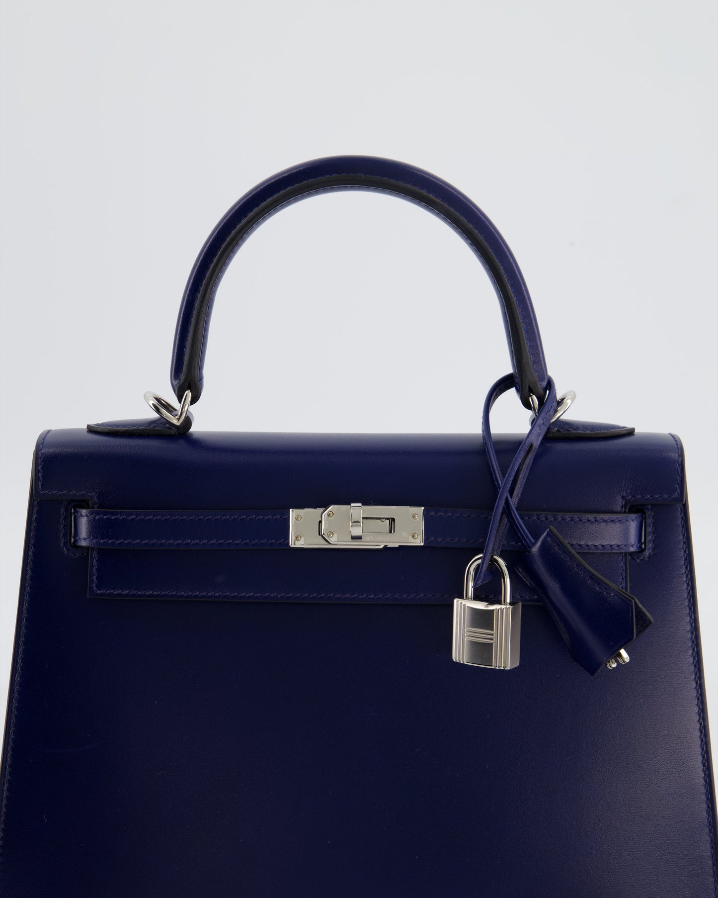 *RARE* Hermes Kelly 25 Sellier Bag in Bleu Saphir Box Leather with Palladium Hardware
