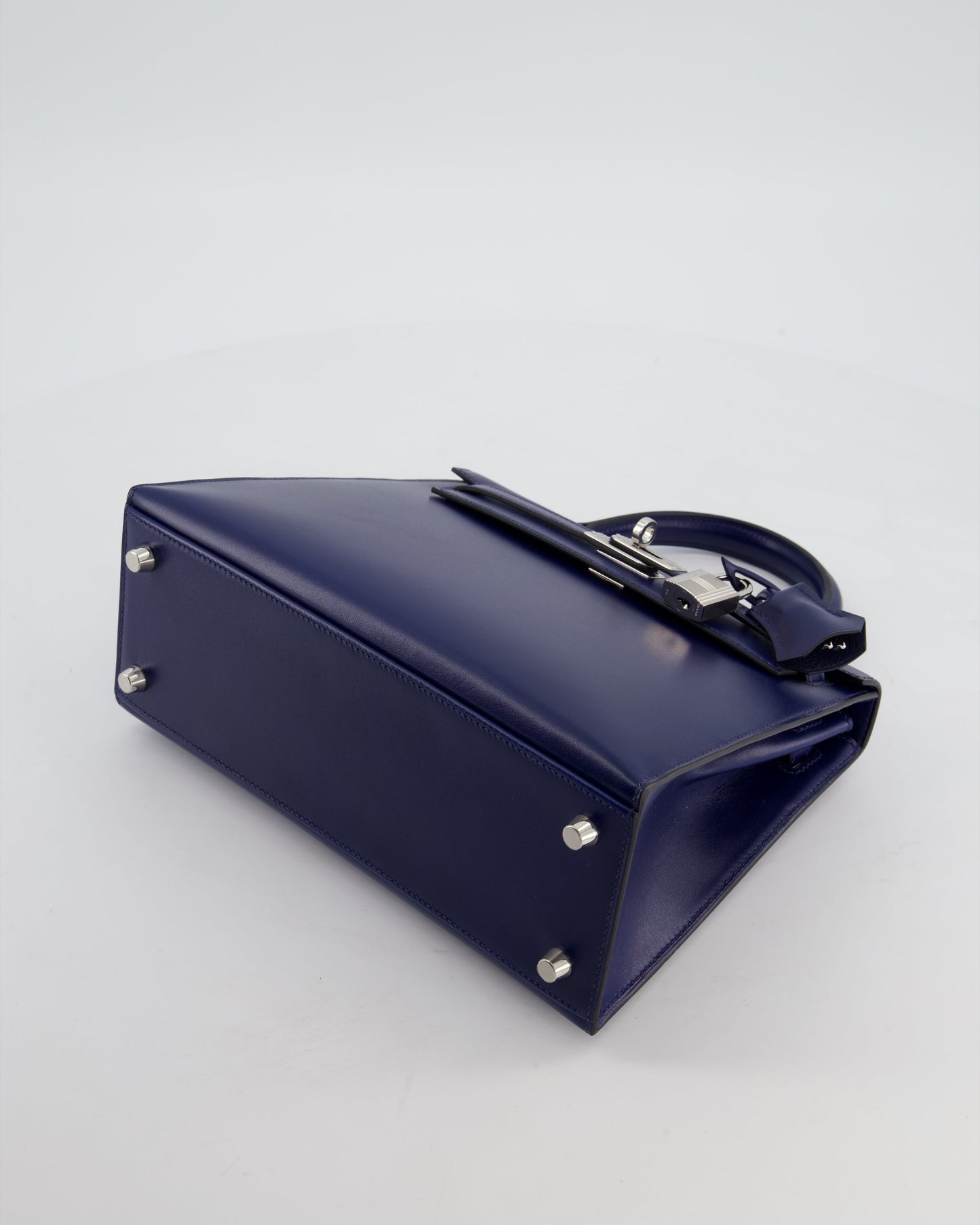 *RARE* Hermes Kelly 25 Sellier Bag in Bleu Saphir Box Leather with Palladium Hardware