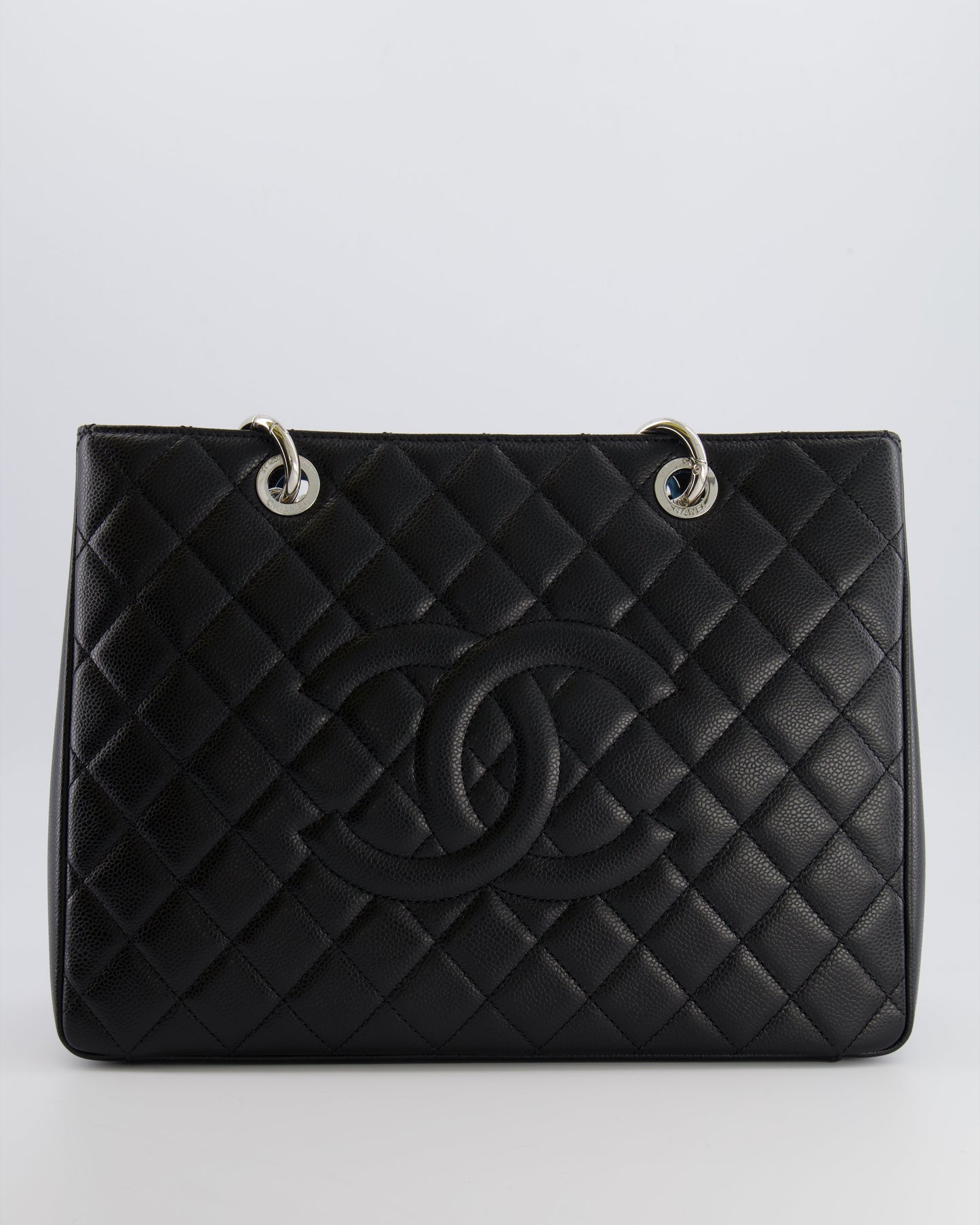 Chanel Grand Shopping Tote GST Bag in Black Caviar Leather with Silver Hardware