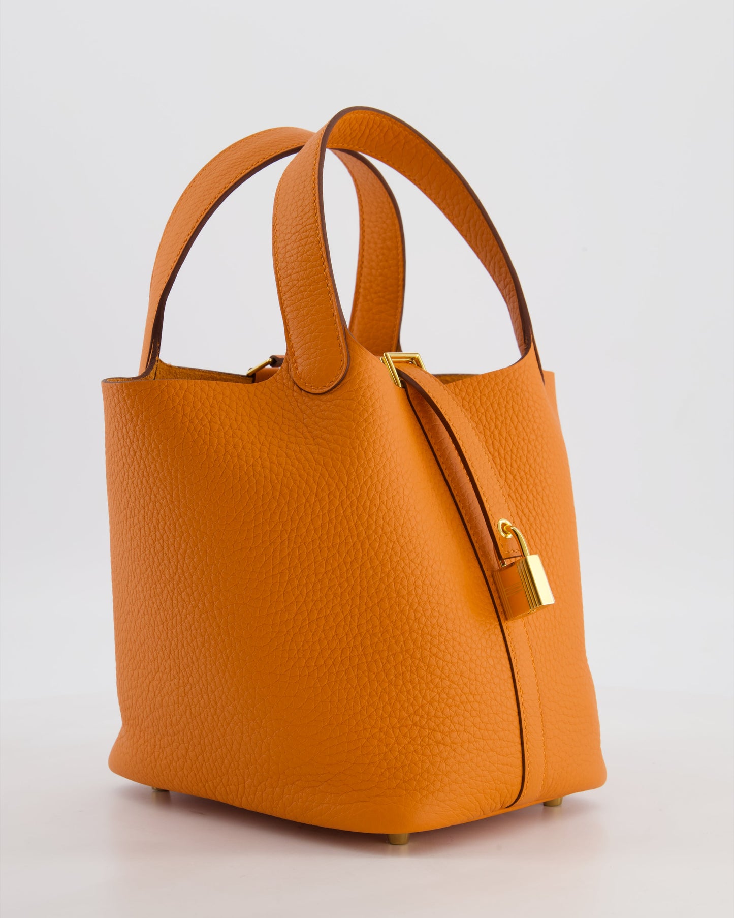 *HOT & RARE* Hermes Picotin Lock 18 Bag in Orange H Taurillon Clemence Leather with Gold Hardware