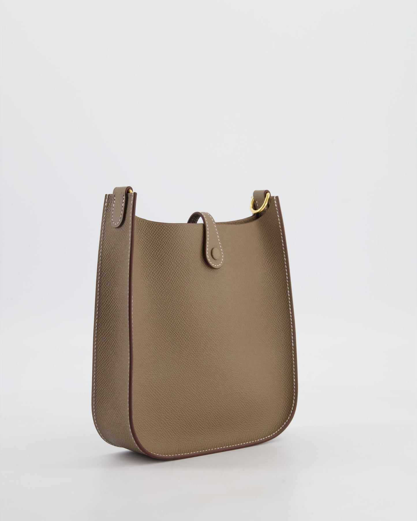 Hermes Mini Evelyne Sellier Bag in Etoupe Epsom Leather with Gold Hardware