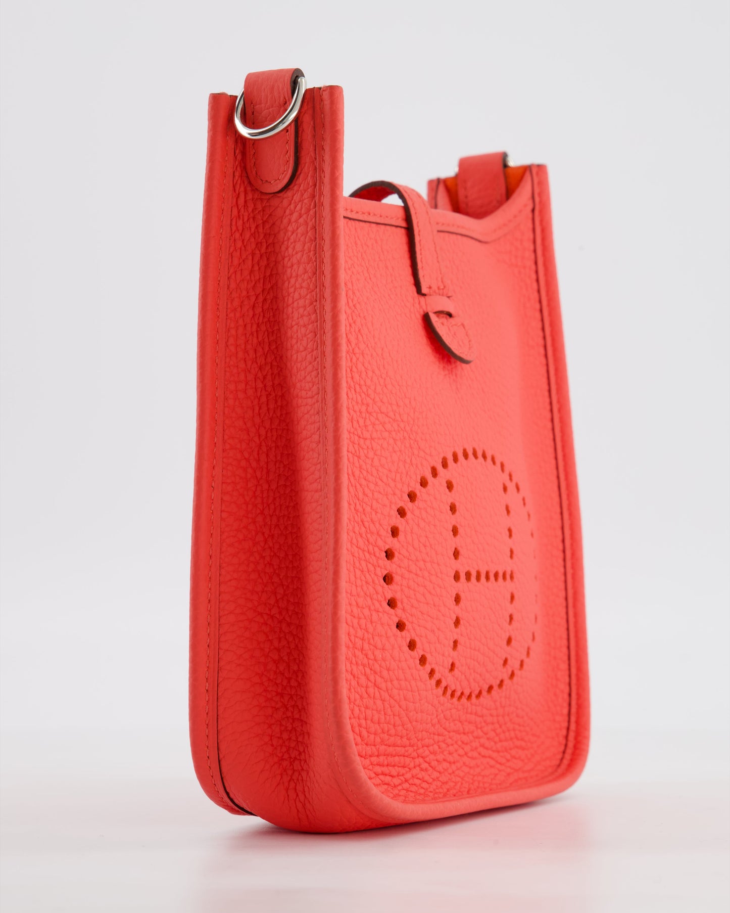 Hermes Mini Evelyne Bag in Rose Texas Clemence Leather with Palladium Hardware