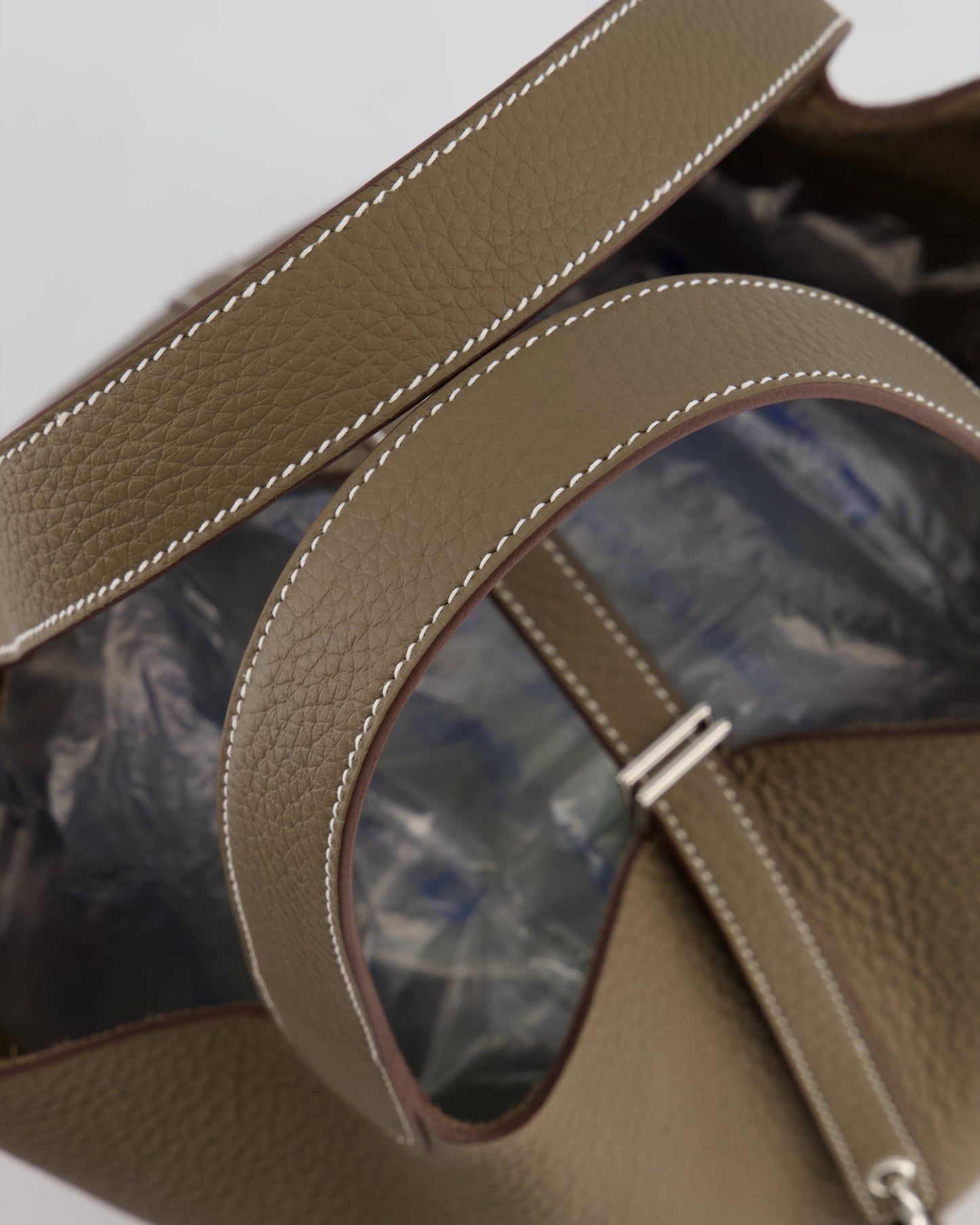 Hermes Picotin 22 Lock Bag in Etoupe Clemence Leather with Palladium Hardware