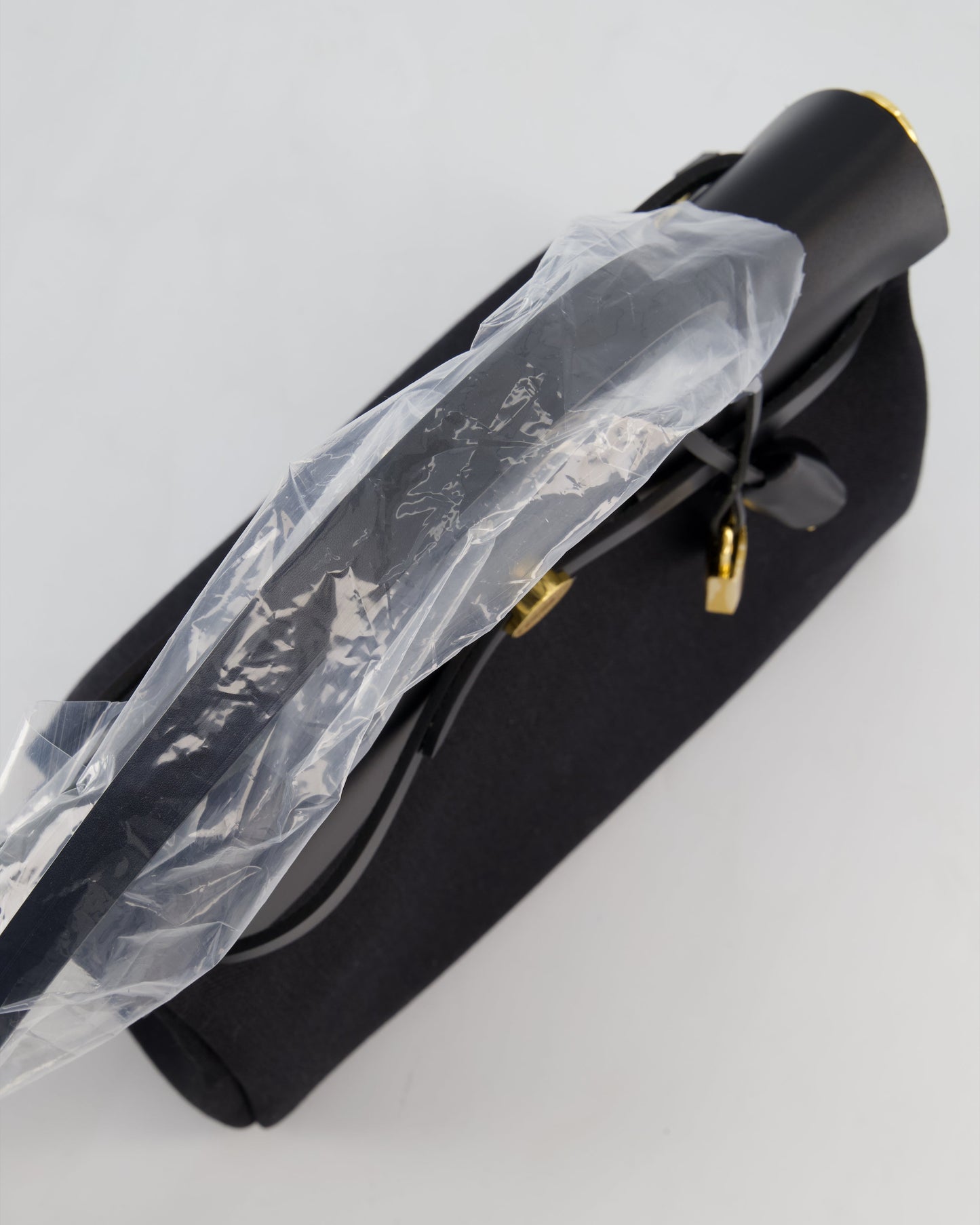 Hermes Herbag 31 Zip Bag in Noir Toile Officier Canvas, Noir Vache Hunter Leather with Gold Hardware