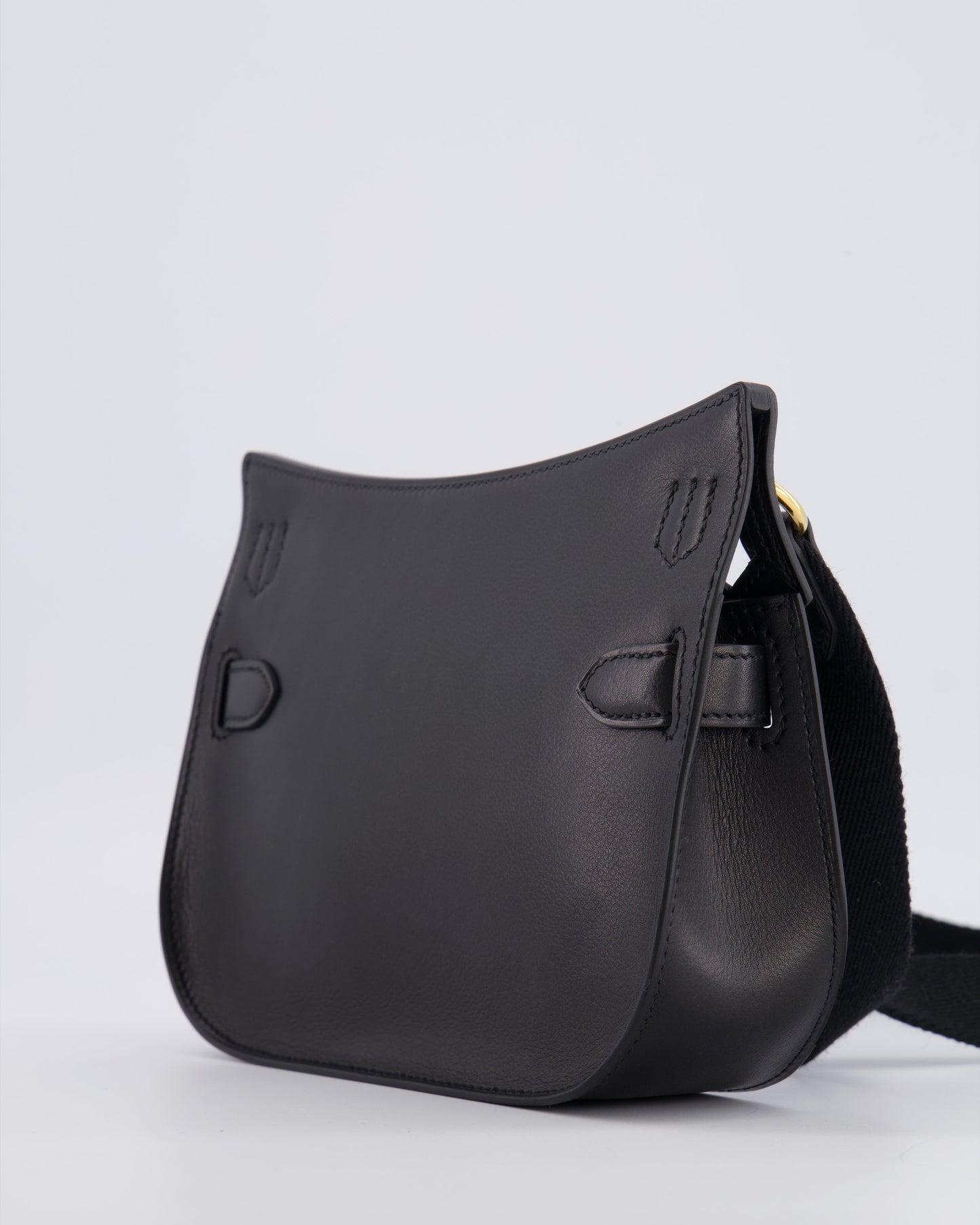 *RARE* Hermes Mini Jypsiere Crossbody Bag in Black Evergrain Leather with Gold Hardware