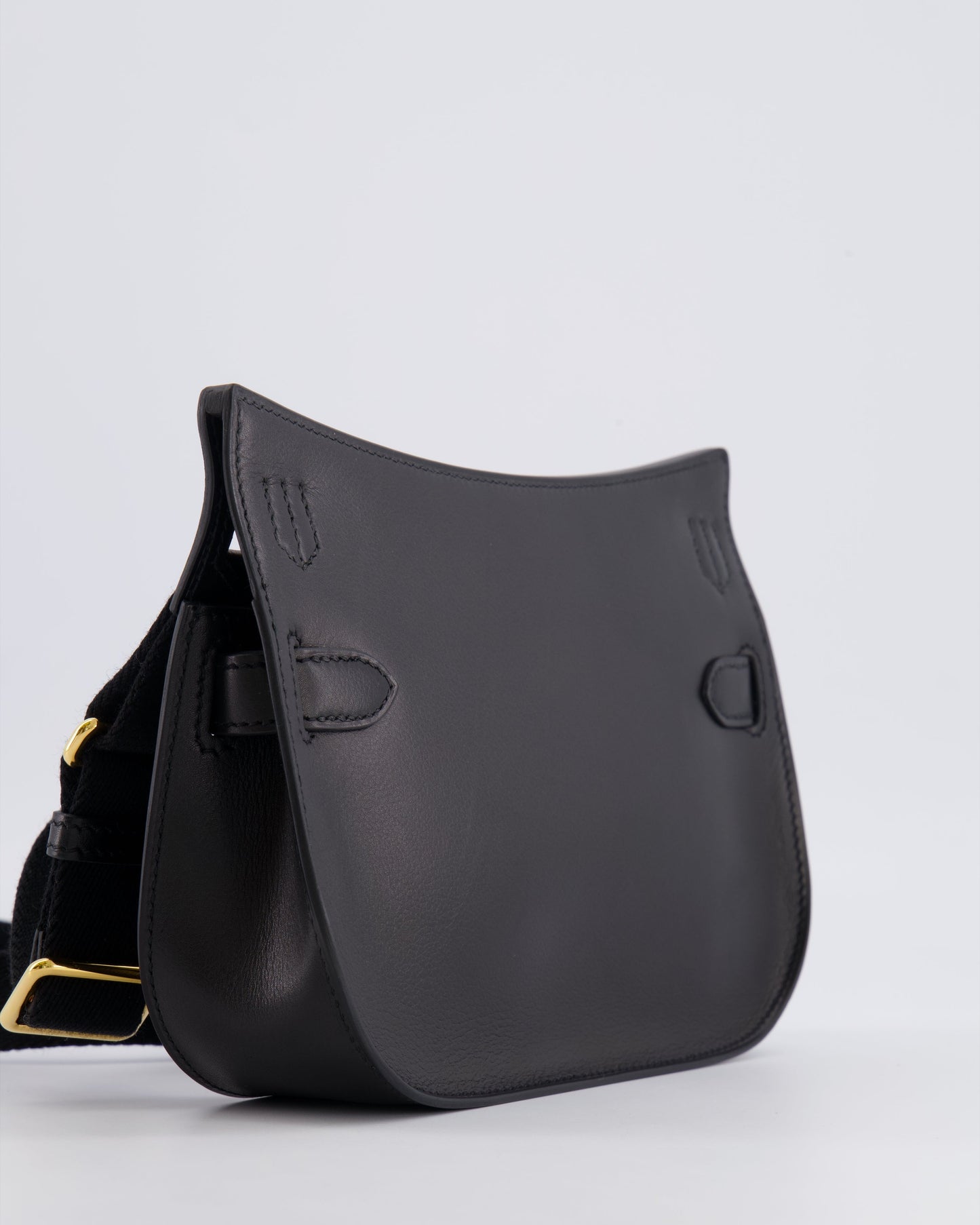 *RARE* Hermes Mini Jypsiere Crossbody Bag in Black Evergrain Leather with Gold Hardware