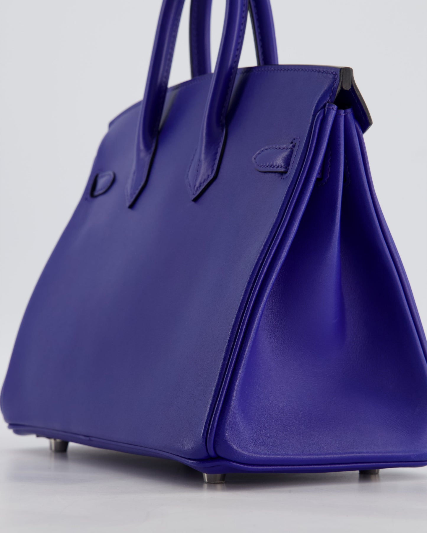 Hermes Birkin 25 Retourne Bag in Blue Electrique Tadelakt Leather with Palladium Hardware