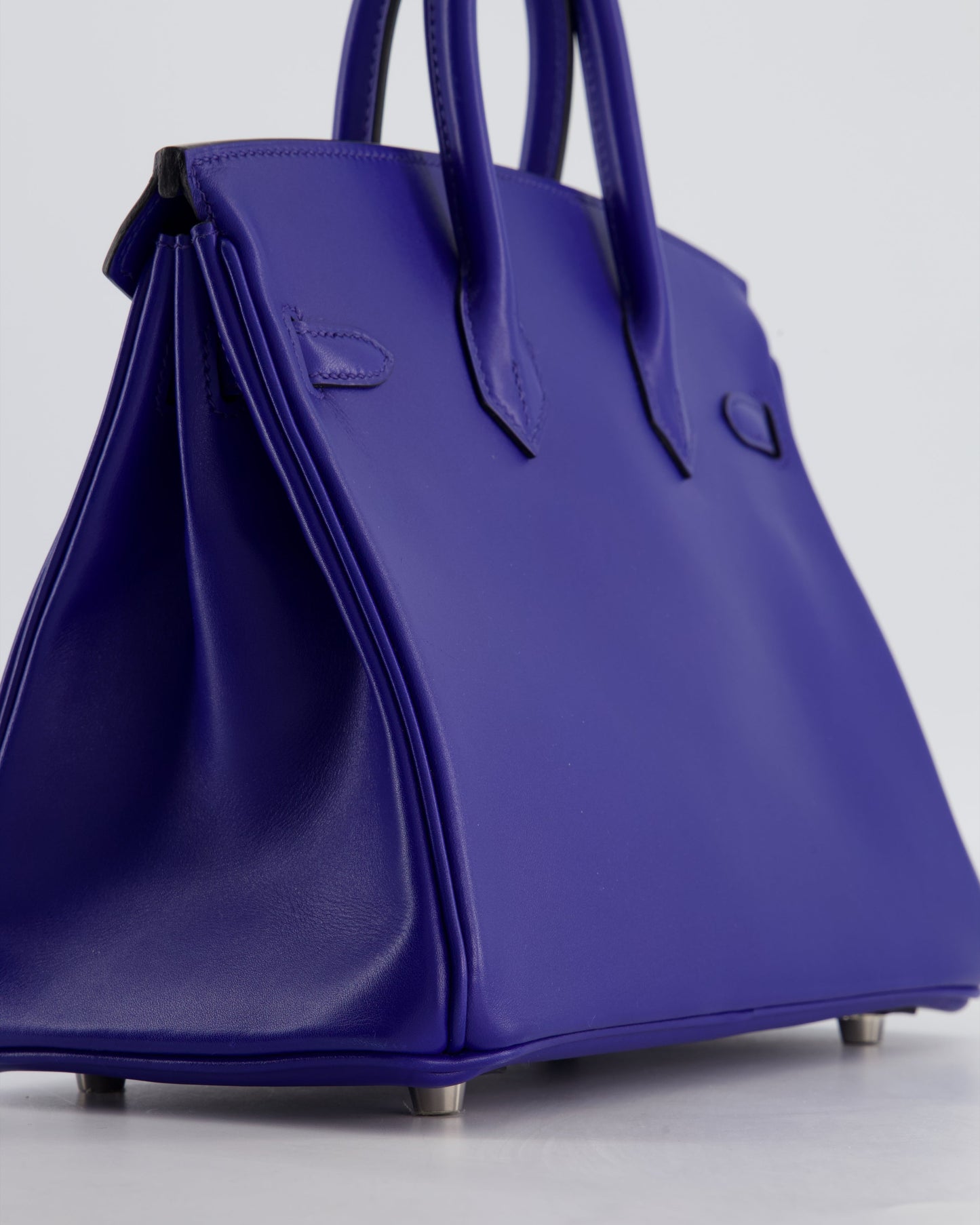 Hermes Birkin 25 Retourne Bag in Blue Electrique Tadelakt Leather with Palladium Hardware
