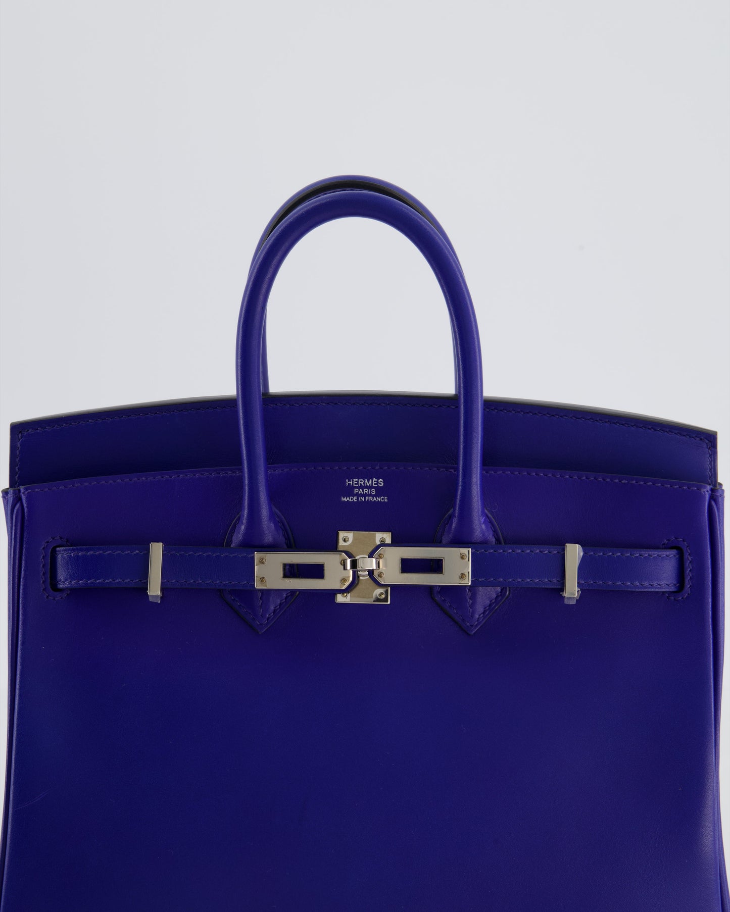 Hermes Birkin 25 Retourne Bag in Blue Electrique Tadelakt Leather with Palladium Hardware