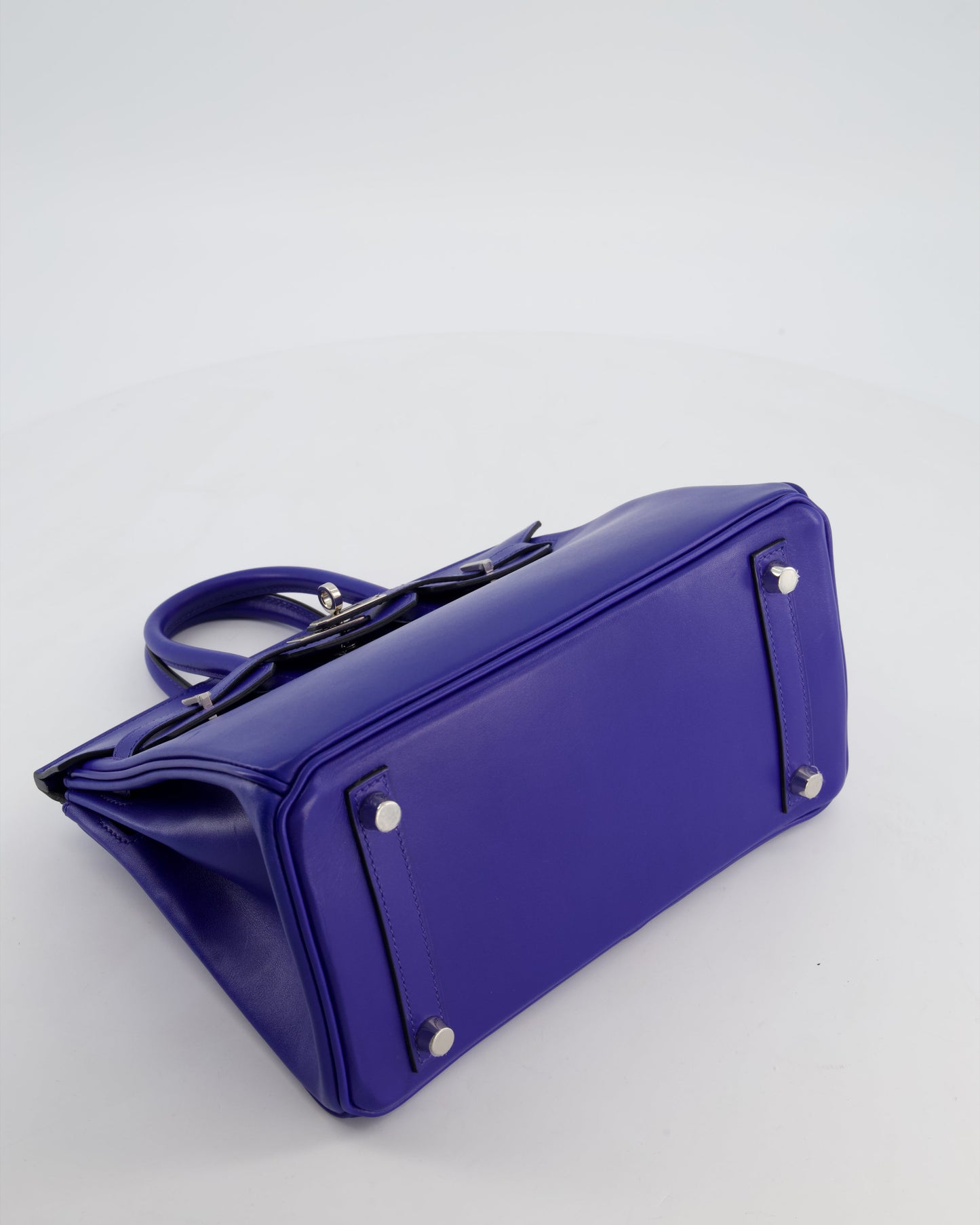 Hermes Birkin 25 Retourne Bag in Blue Electrique Tadelakt Leather with Palladium Hardware