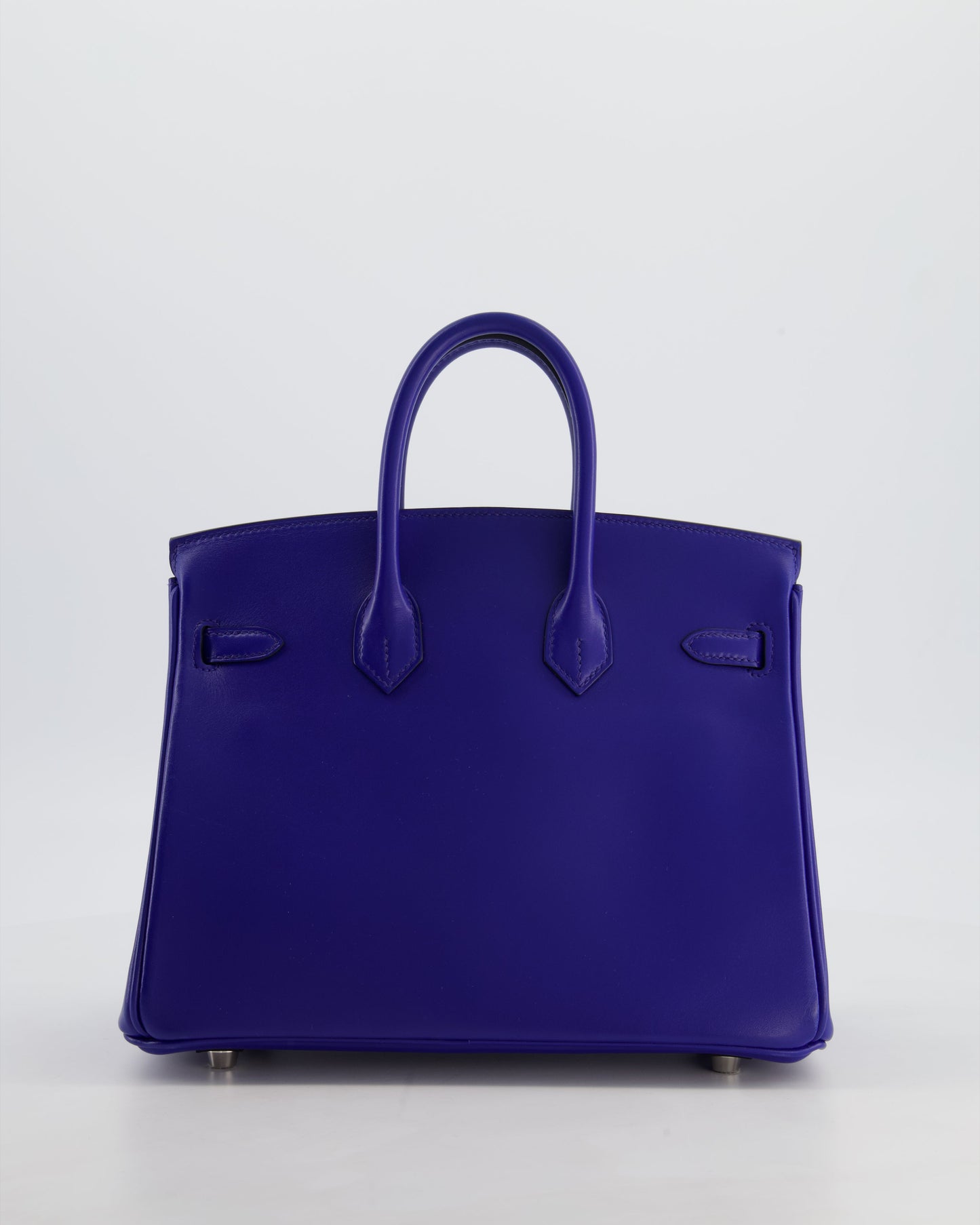 Hermes Birkin 25 Retourne Bag in Blue Electrique Tadelakt Leather with Palladium Hardware