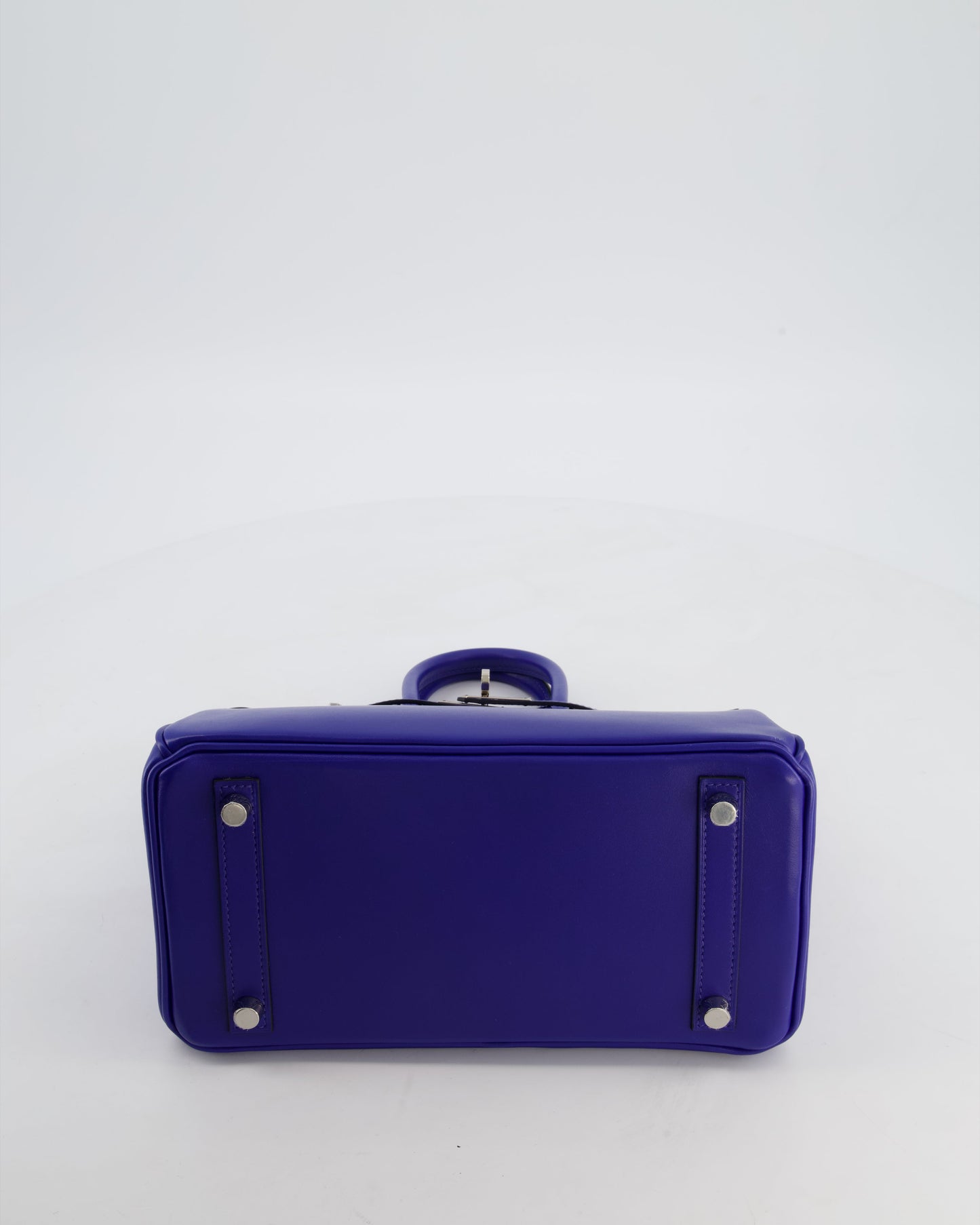 Hermes Birkin 25 Retourne Bag in Blue Electrique Tadelakt Leather with Palladium Hardware