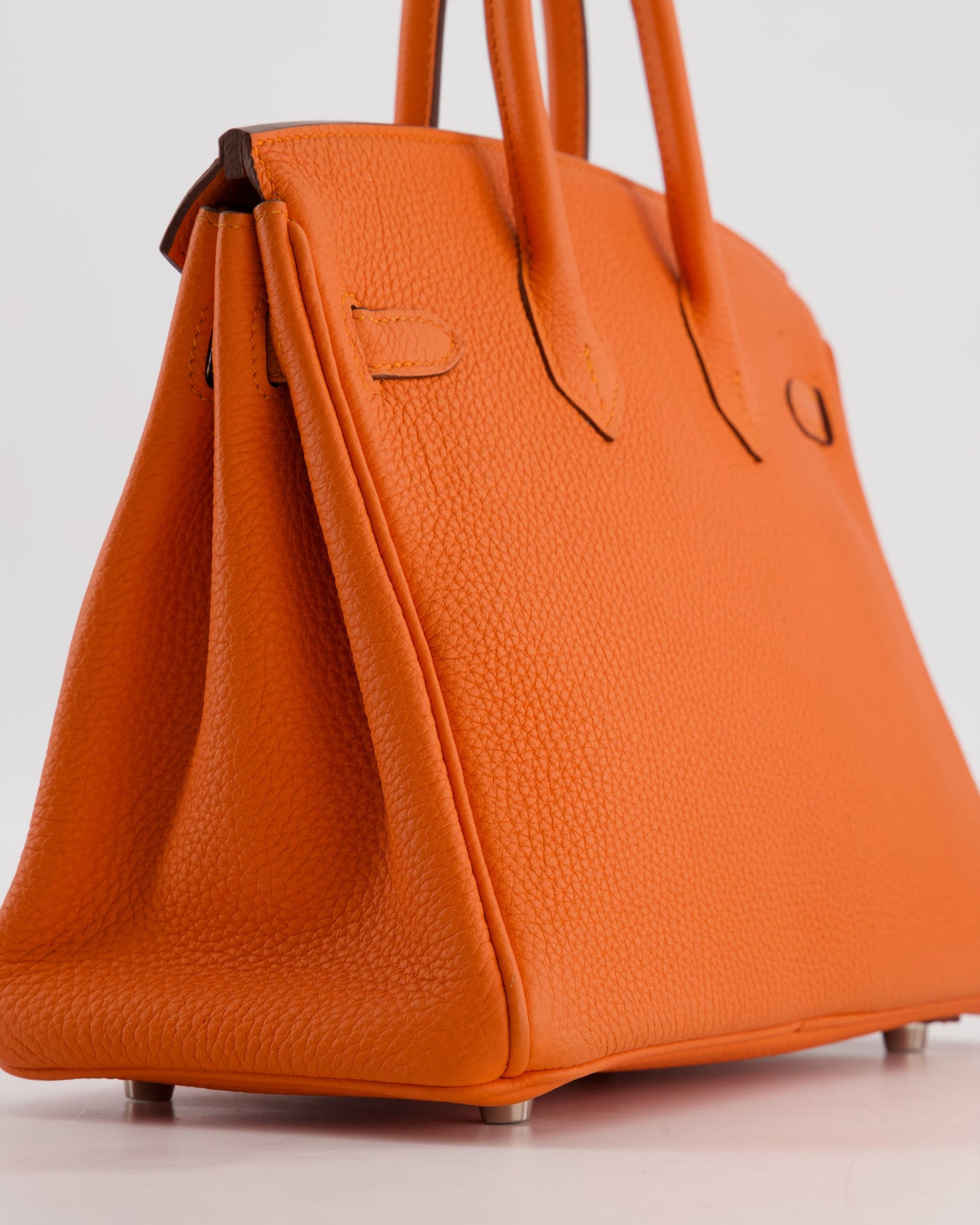 Hermes Birkin 25 Retourne Bag in Feu Togo Leather with Palladium Hardware