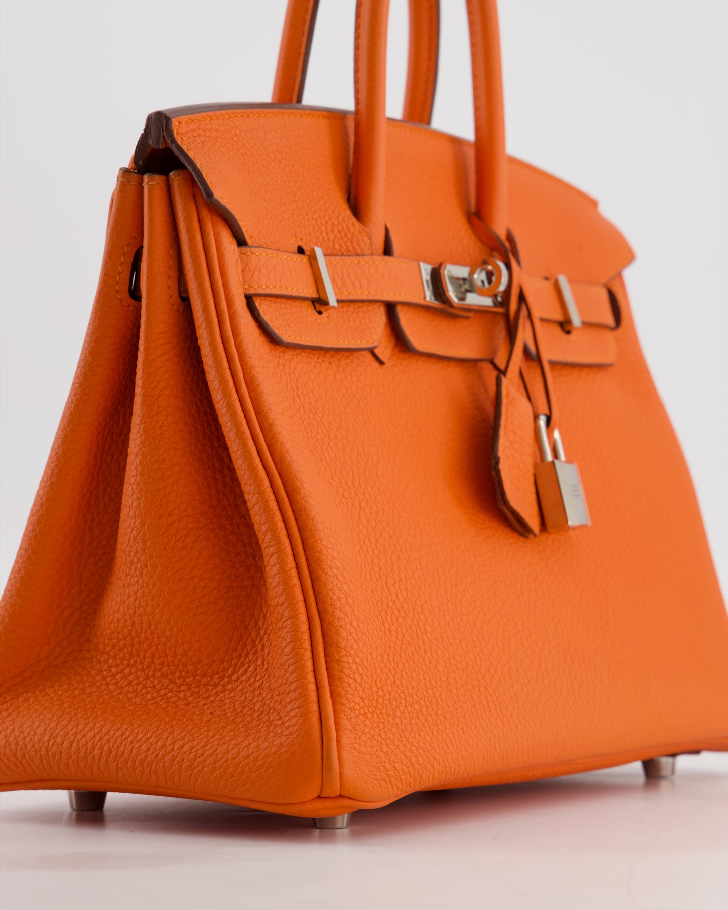 Hermes Birkin 25 Retourne Bag in Feu Togo Leather with Palladium Hardware