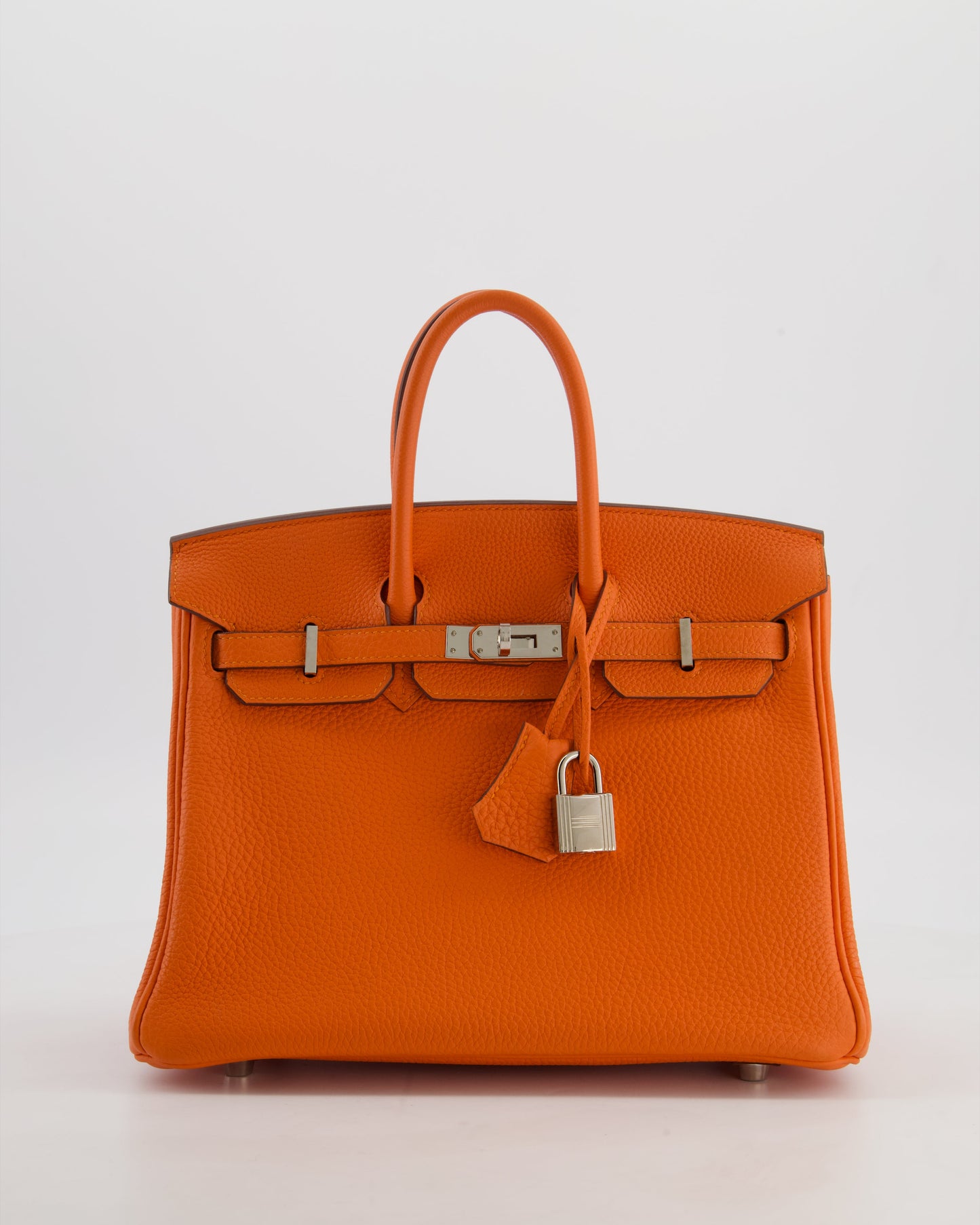 Hermes Birkin 25 Retourne Bag in Feu Togo Leather with Palladium Hardware
