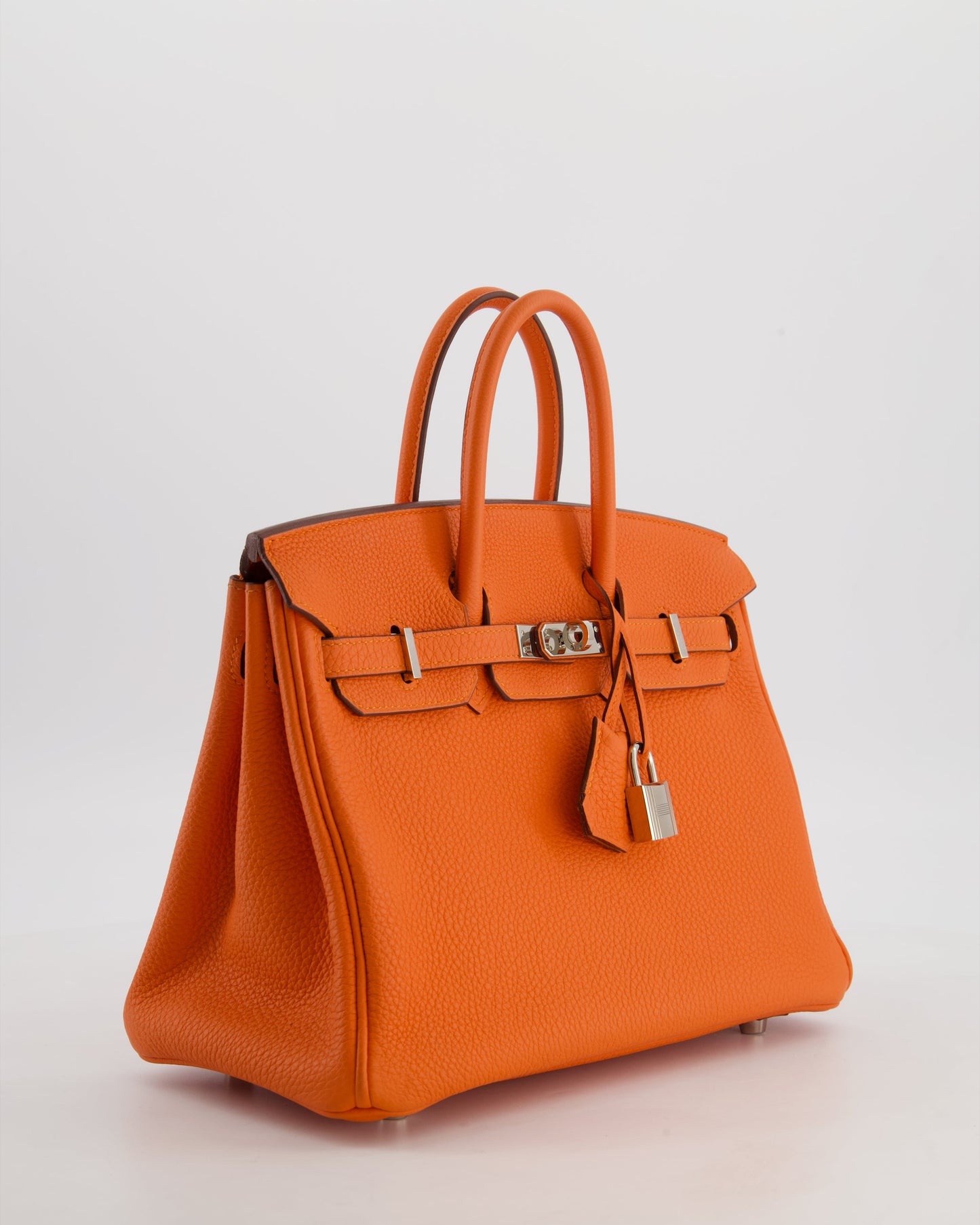 Hermes Birkin 25 Retourne Bag in Feu Togo Leather with Palladium Hardware