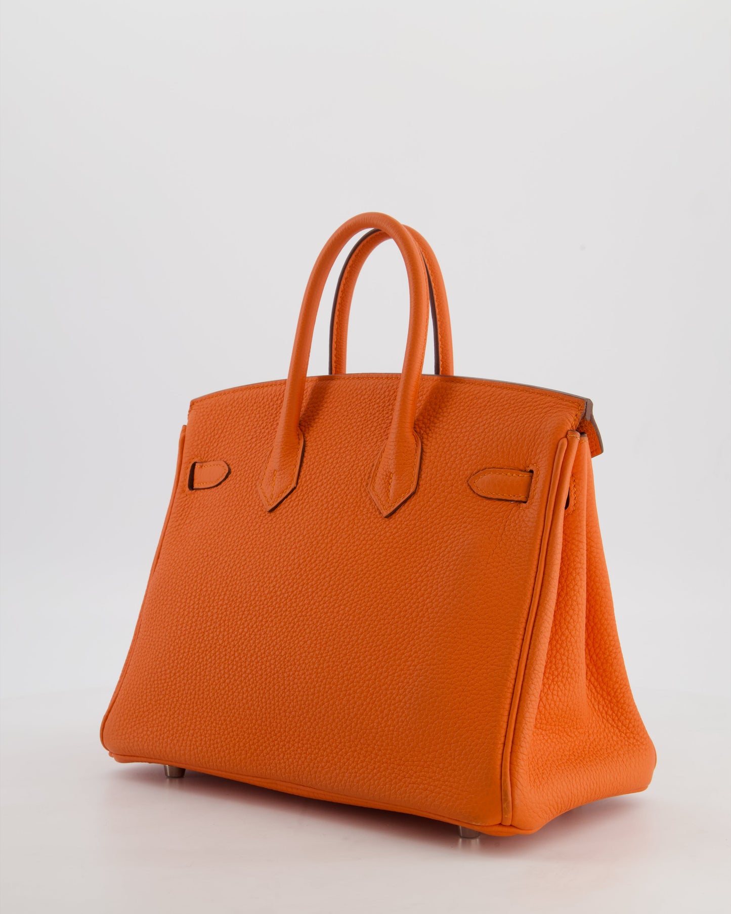 Hermes Birkin 25 Retourne Bag in Feu Togo Leather with Palladium Hardware