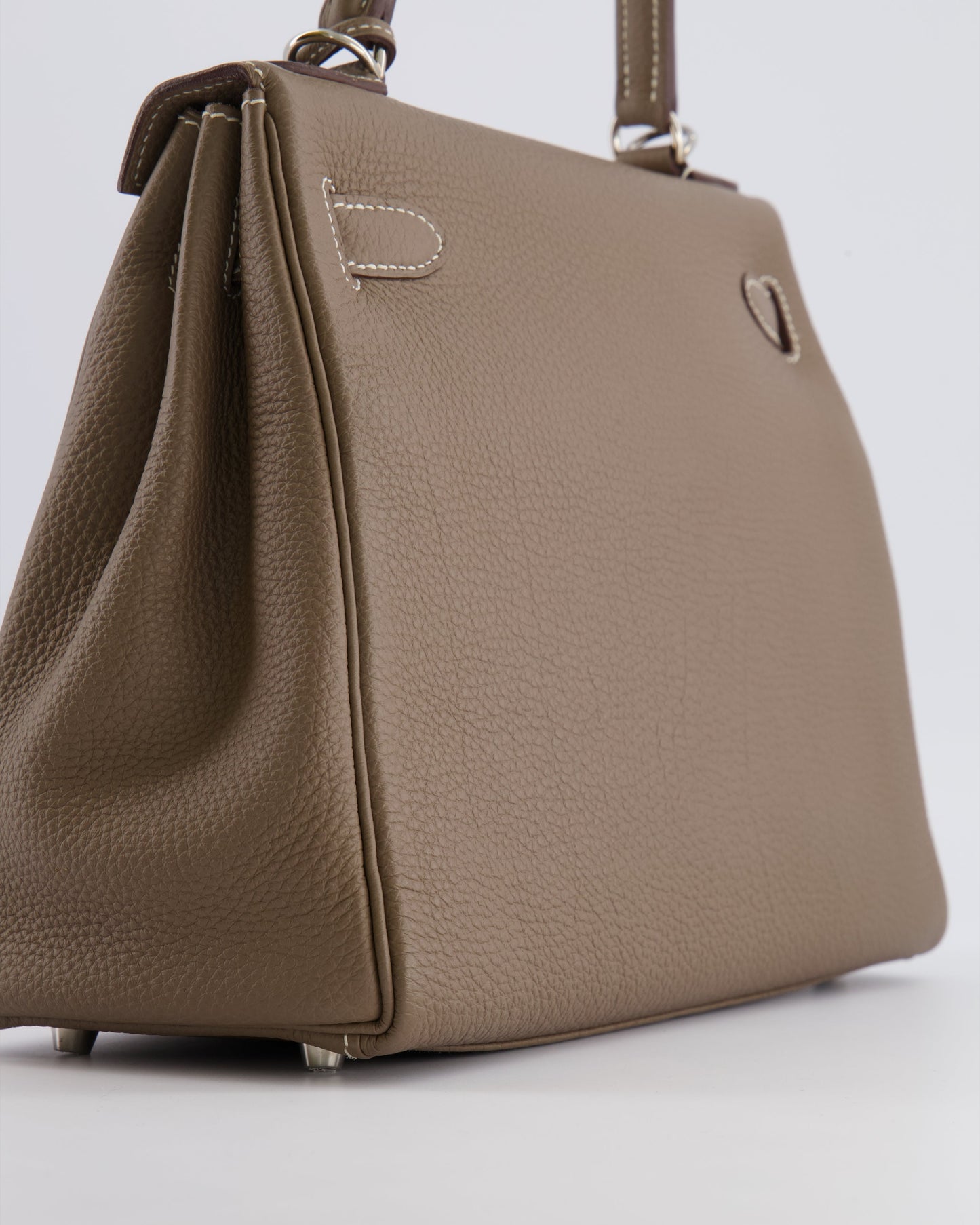 Hermes Kelly 28 Retourne Bag in Etoupe Togo Leather with Palladium Hardware