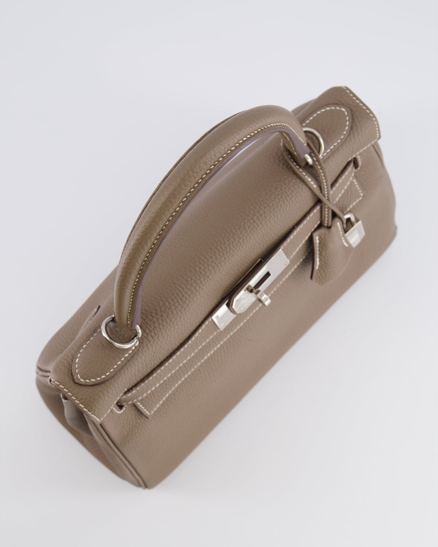 Hermes Kelly 28 Retourne Bag in Etoupe Togo Leather with Palladium Hardware