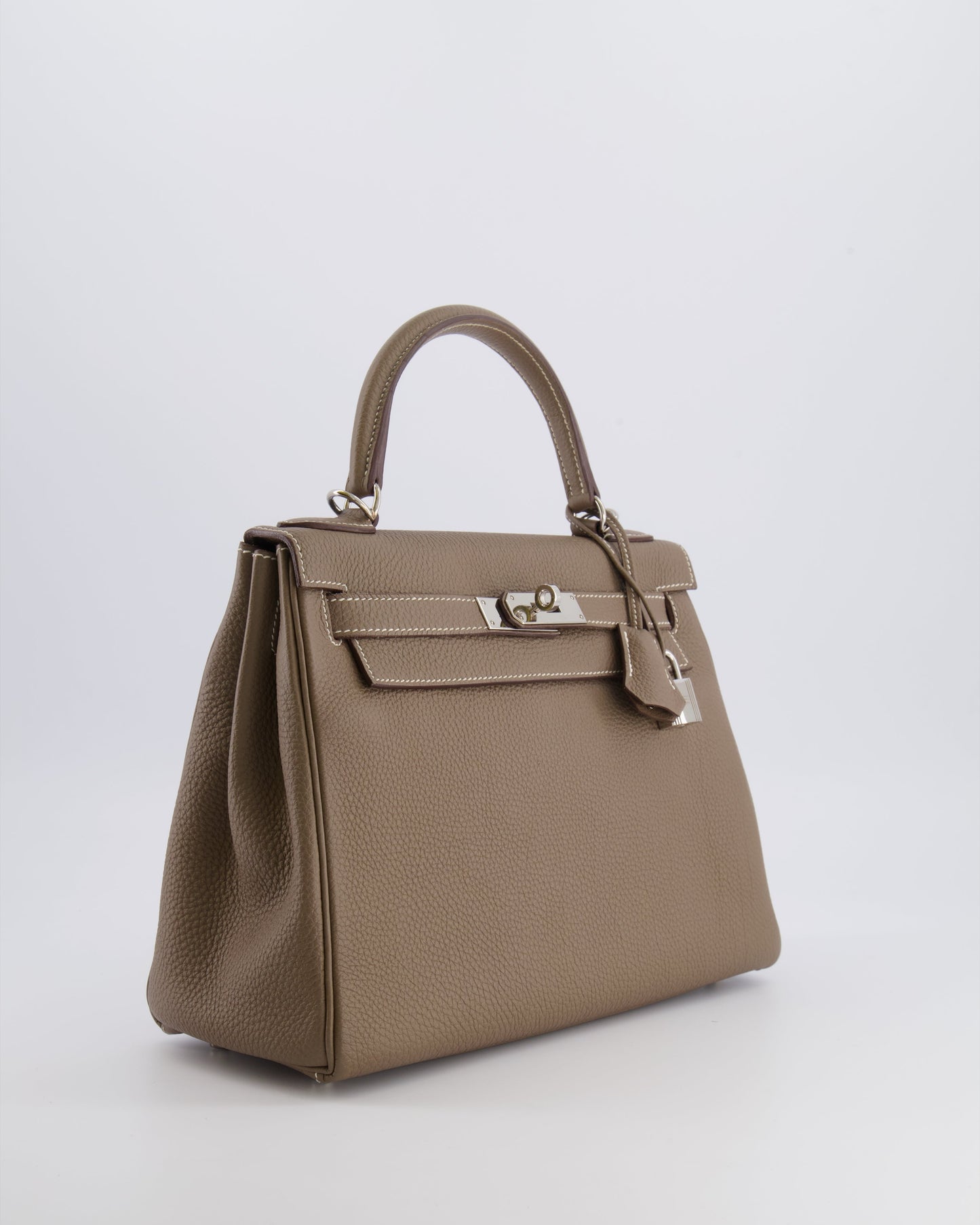Hermes Kelly 28 Retourne Bag in Etoupe Togo Leather with Palladium Hardware