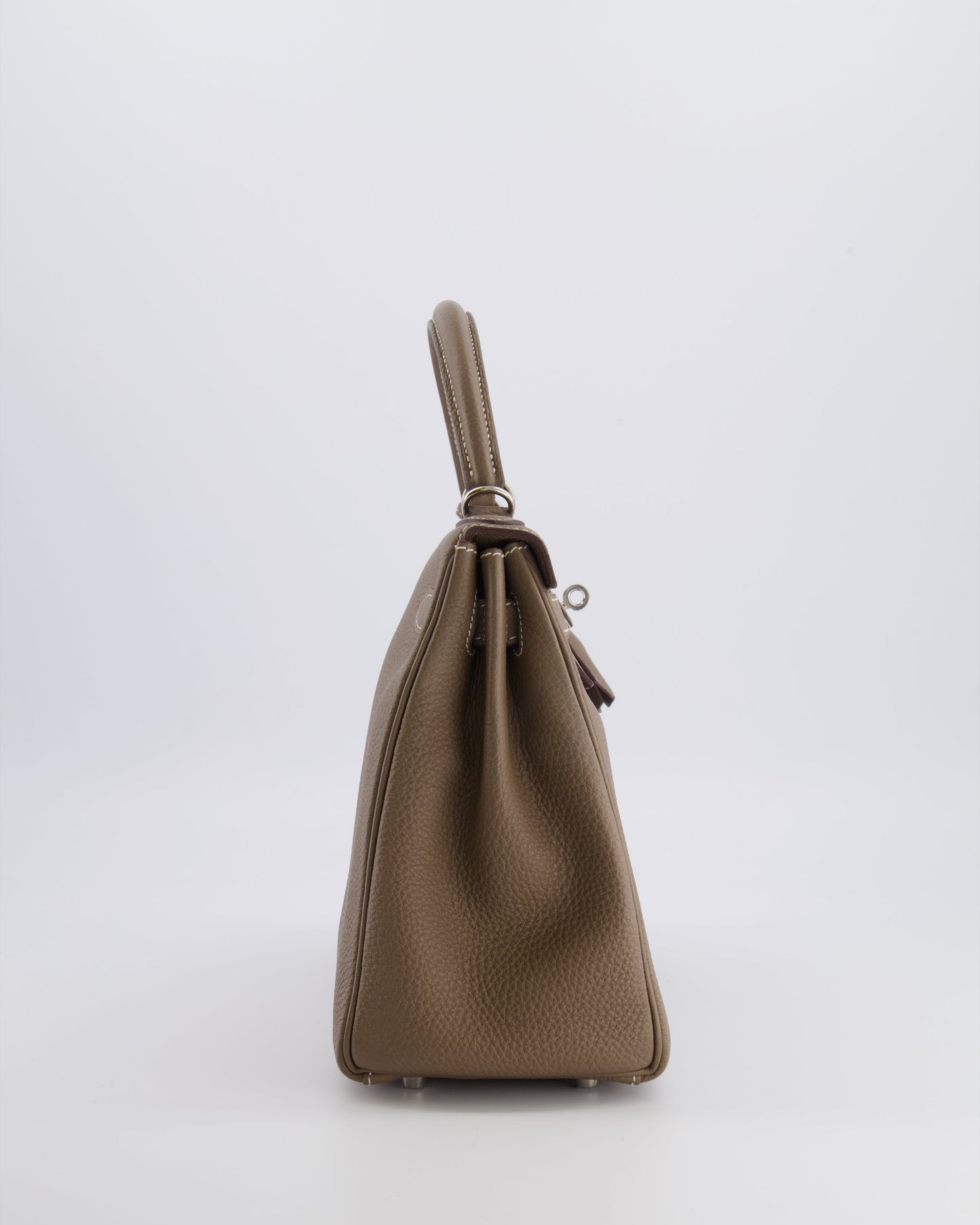 Hermes Kelly 28 Retourne Bag in Etoupe Togo Leather with Palladium Hardware