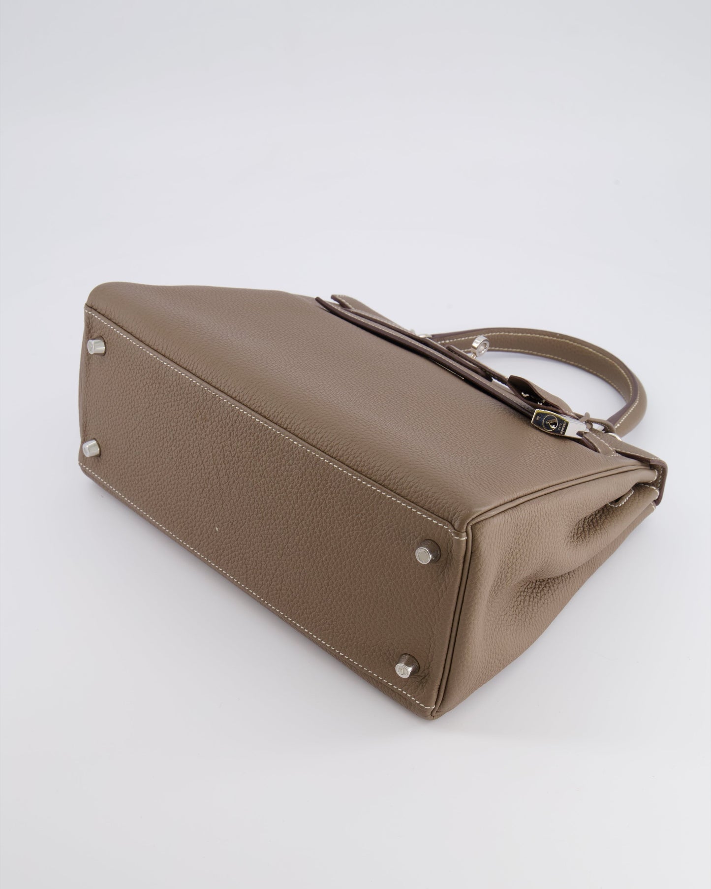 Hermes Kelly 28 Retourne Bag in Etoupe Togo Leather with Palladium Hardware