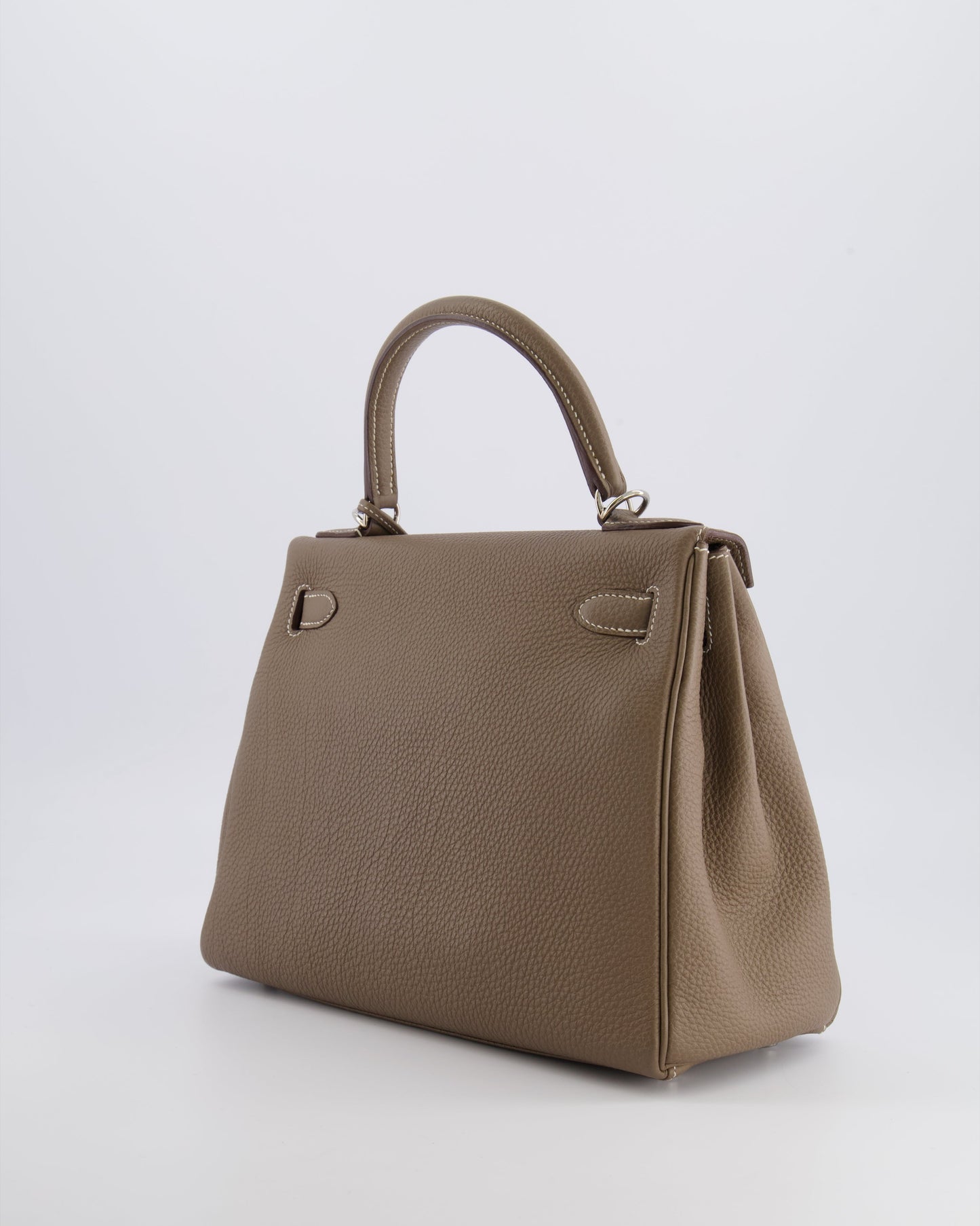 Hermes Kelly 28 Retourne Bag in Etoupe Togo Leather with Palladium Hardware
