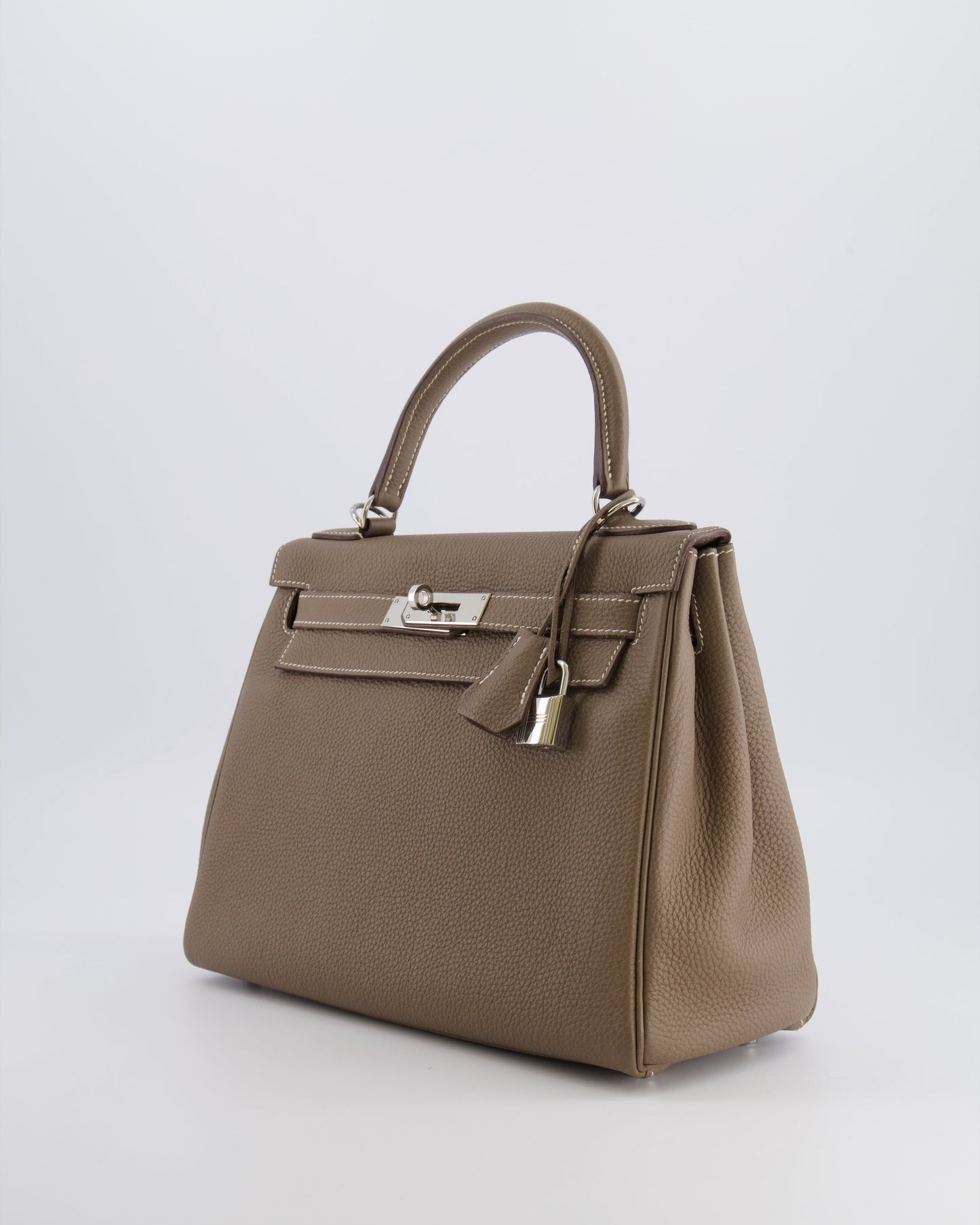 Hermes Kelly 28 Retourne Bag in Etoupe Togo Leather with Palladium Hardware