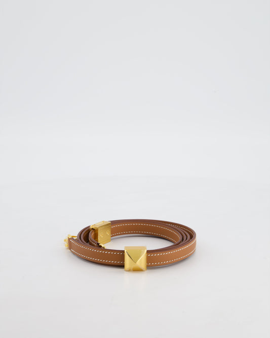 Hermes Medor Adjustable Bag Strap in Gold Swift Leather with Gold Hardware