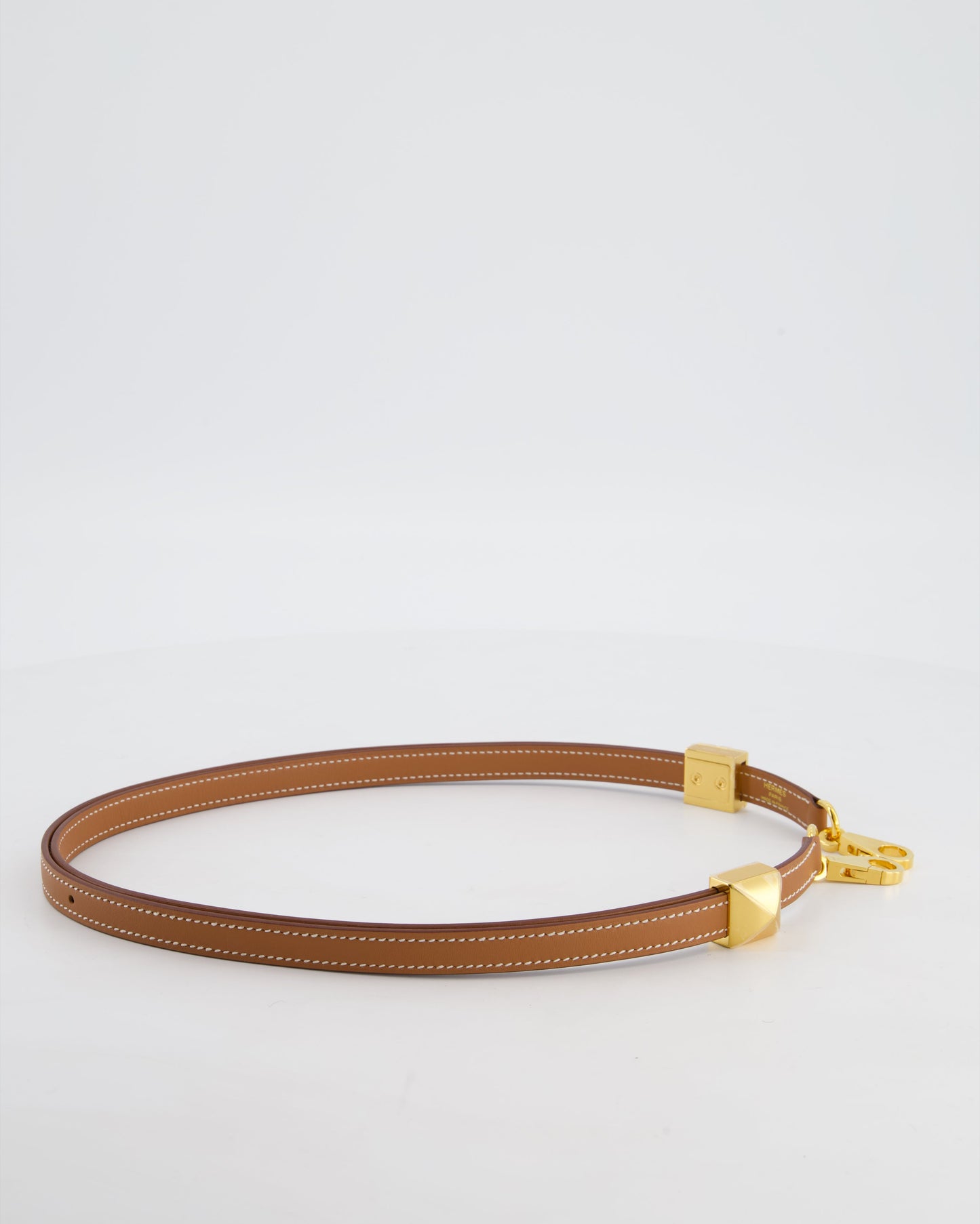 Hermes Medor Adjustable Bag Strap in Gold Swift Leather with Gold Hardware