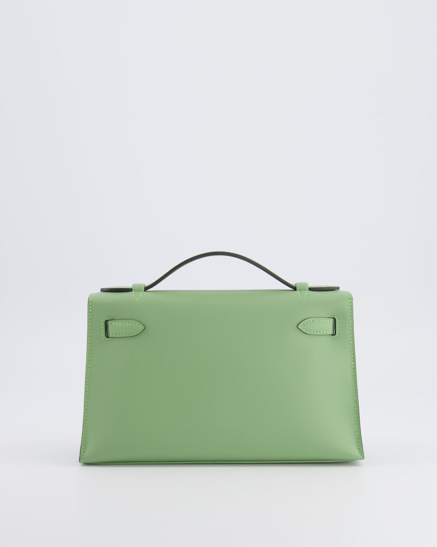 *HOT COLOUR* Hermes Mini Kelly Pochette Bag in Vert Criquet Swift Leather with Gold Hardware