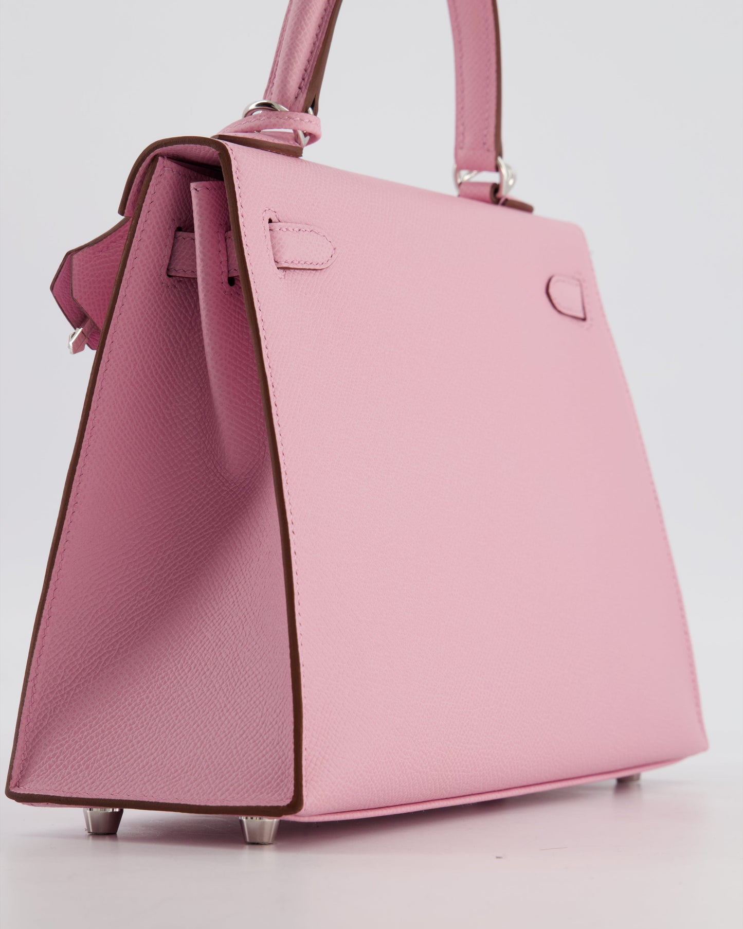 *SUPER HOT & RARE* Hermes Kelly 25 Sellier Bag in Mauve Sylvestre Epsom Leather with Palladium Hardware