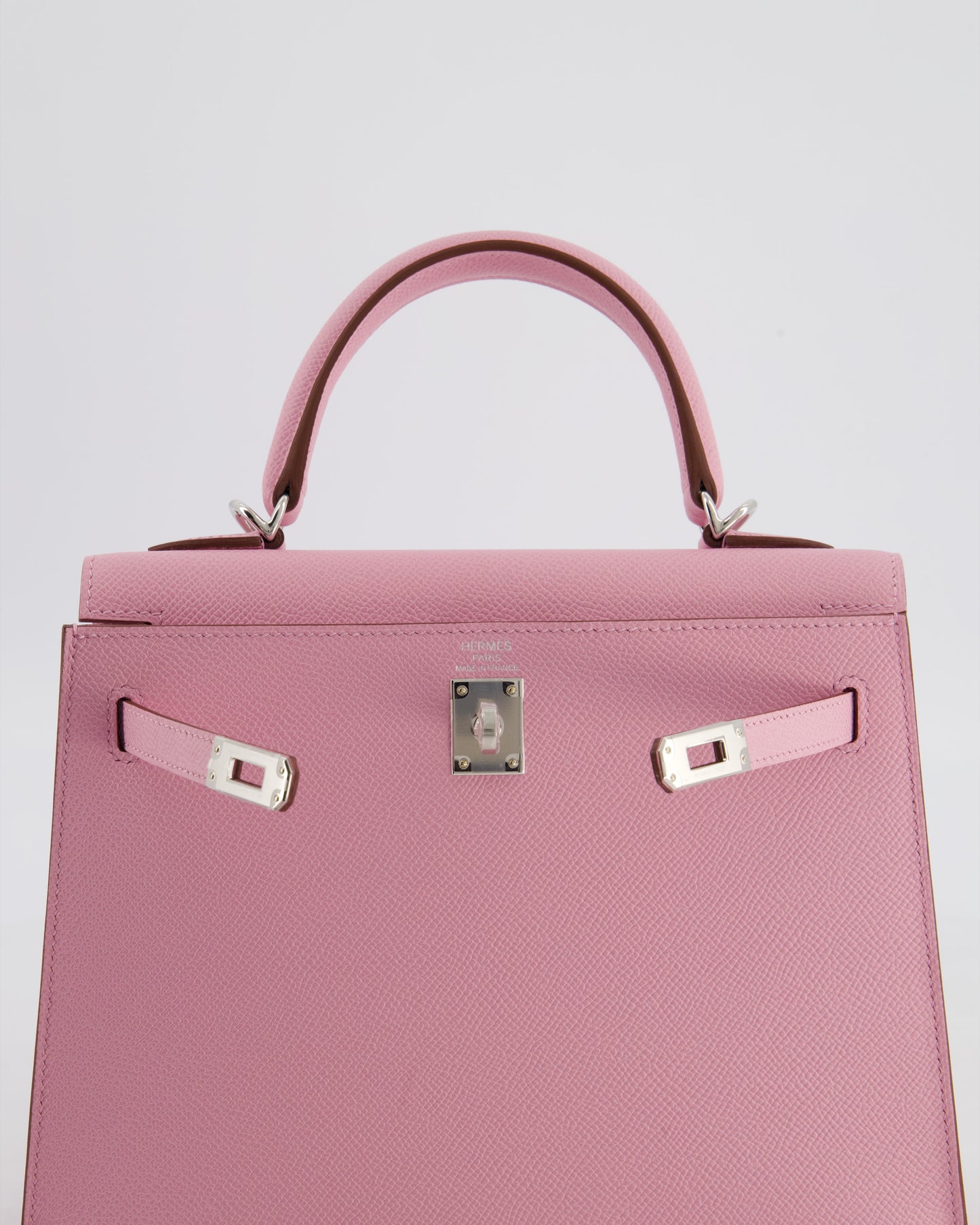 *SUPER HOT & RARE* Hermes Kelly 25 Sellier Bag in Mauve Sylvestre Epsom Leather with Palladium Hardware