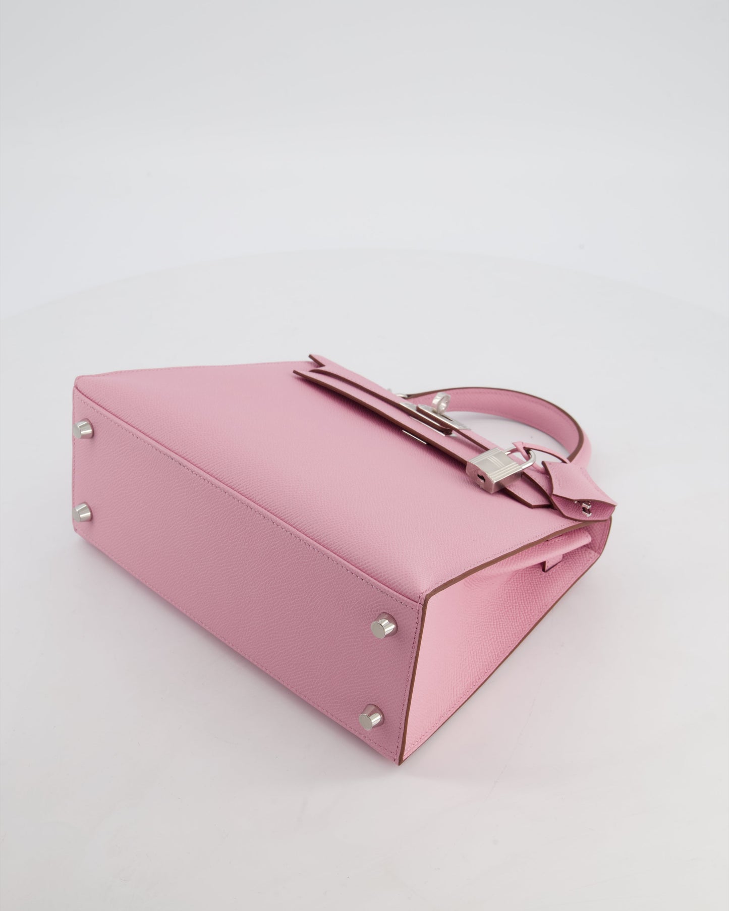 *SUPER HOT & RARE* Hermes Kelly 25 Sellier Bag in Mauve Sylvestre Epsom Leather with Palladium Hardware