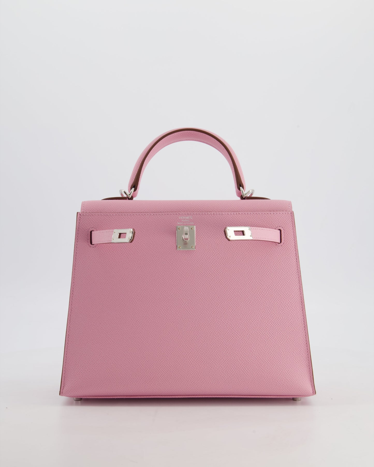 *SUPER HOT & RARE* Hermes Kelly 25 Sellier Bag in Mauve Sylvestre Epsom Leather with Palladium Hardware