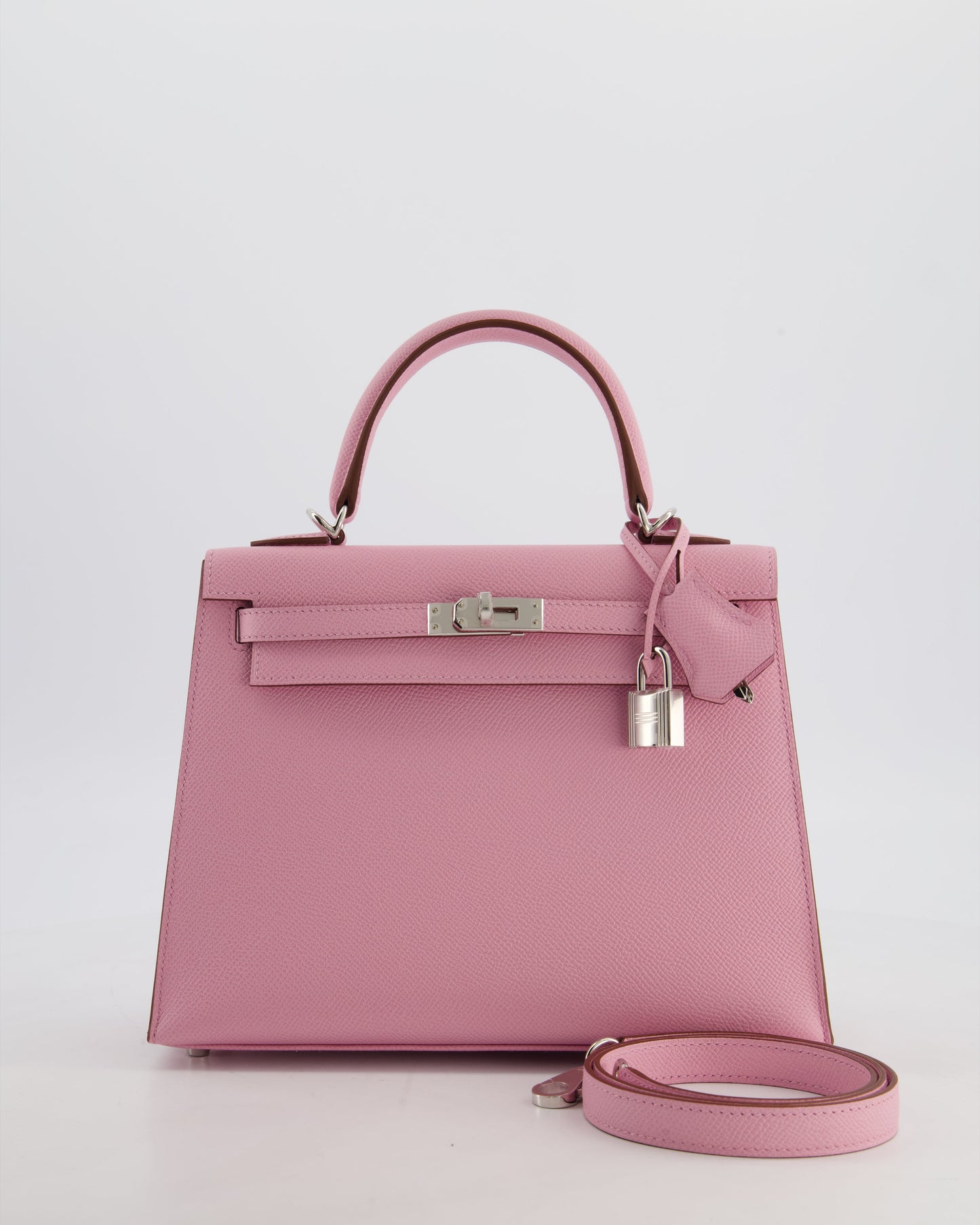 *SUPER HOT & RARE* Hermes Kelly 25 Sellier Bag in Mauve Sylvestre Epsom Leather with Palladium Hardware