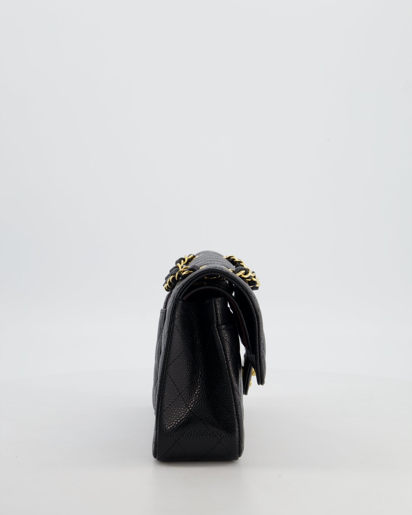Chanel Black Small Classic Double Flap Bag in Caviar Leather with Gold Hardware