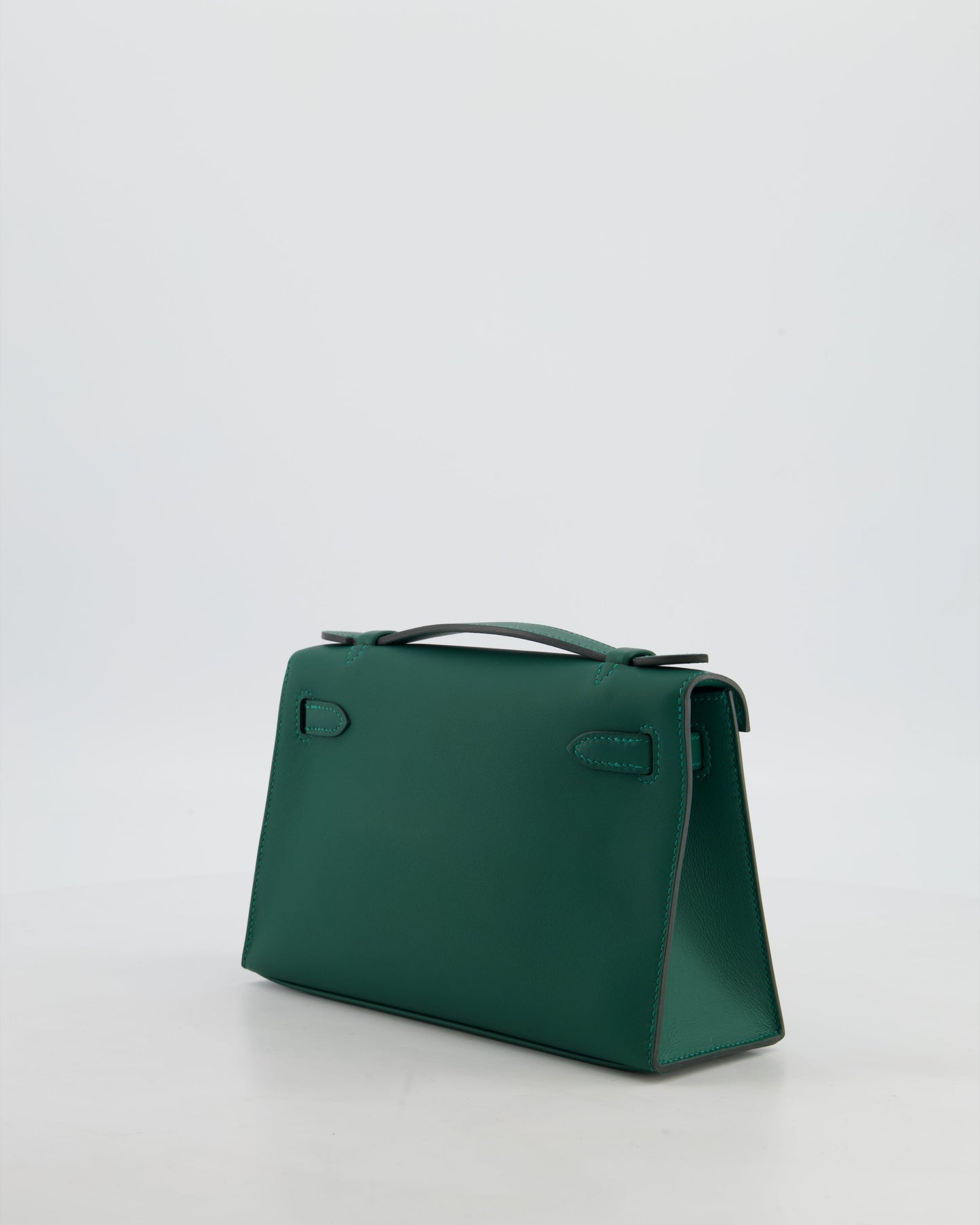 *RARE* Hermes Mini Kelly Pochette Bag in Vert Moyen Swift Leather with Gold Hardware