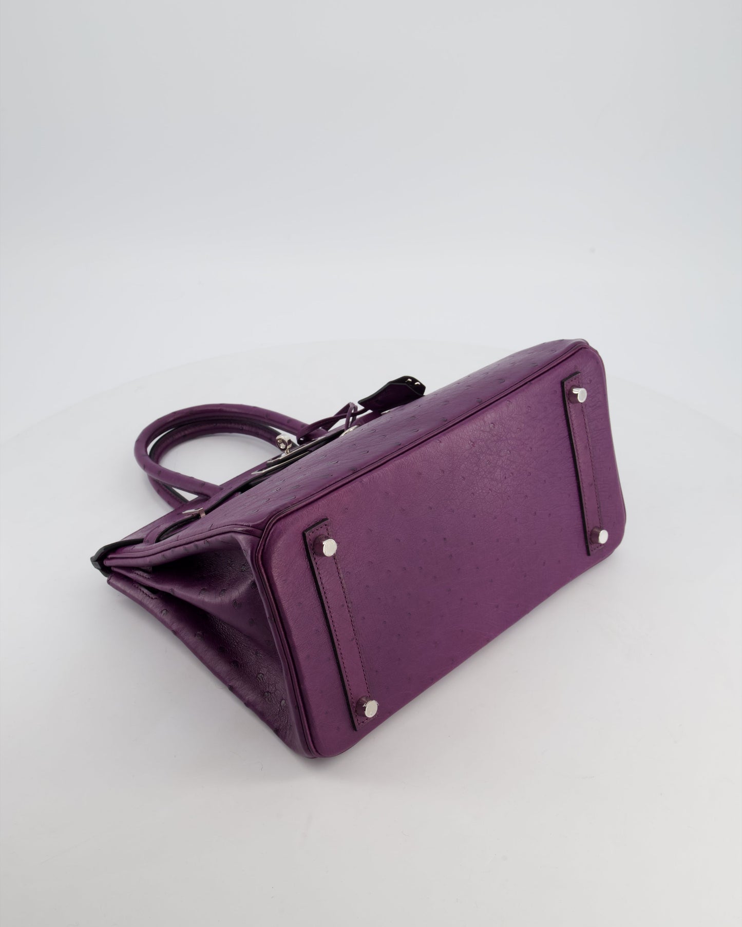 *HOT & RARE* Hermes Birkin 30 Retourne Bag in Violine Ostrich Leather with Palladium Hardware