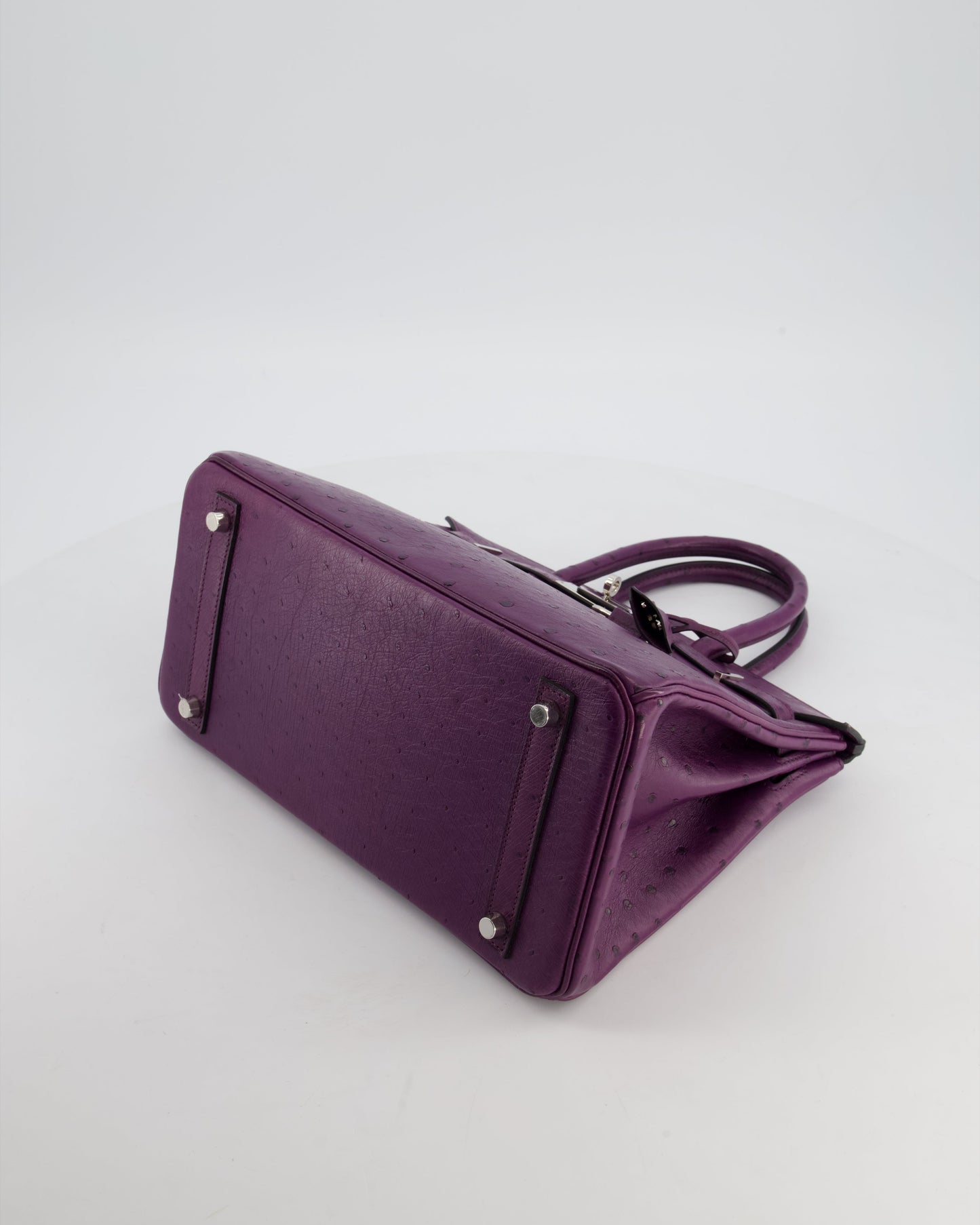 *HOT & RARE* Hermes Birkin 30 Retourne Bag in Violine Ostrich Leather with Palladium Hardware