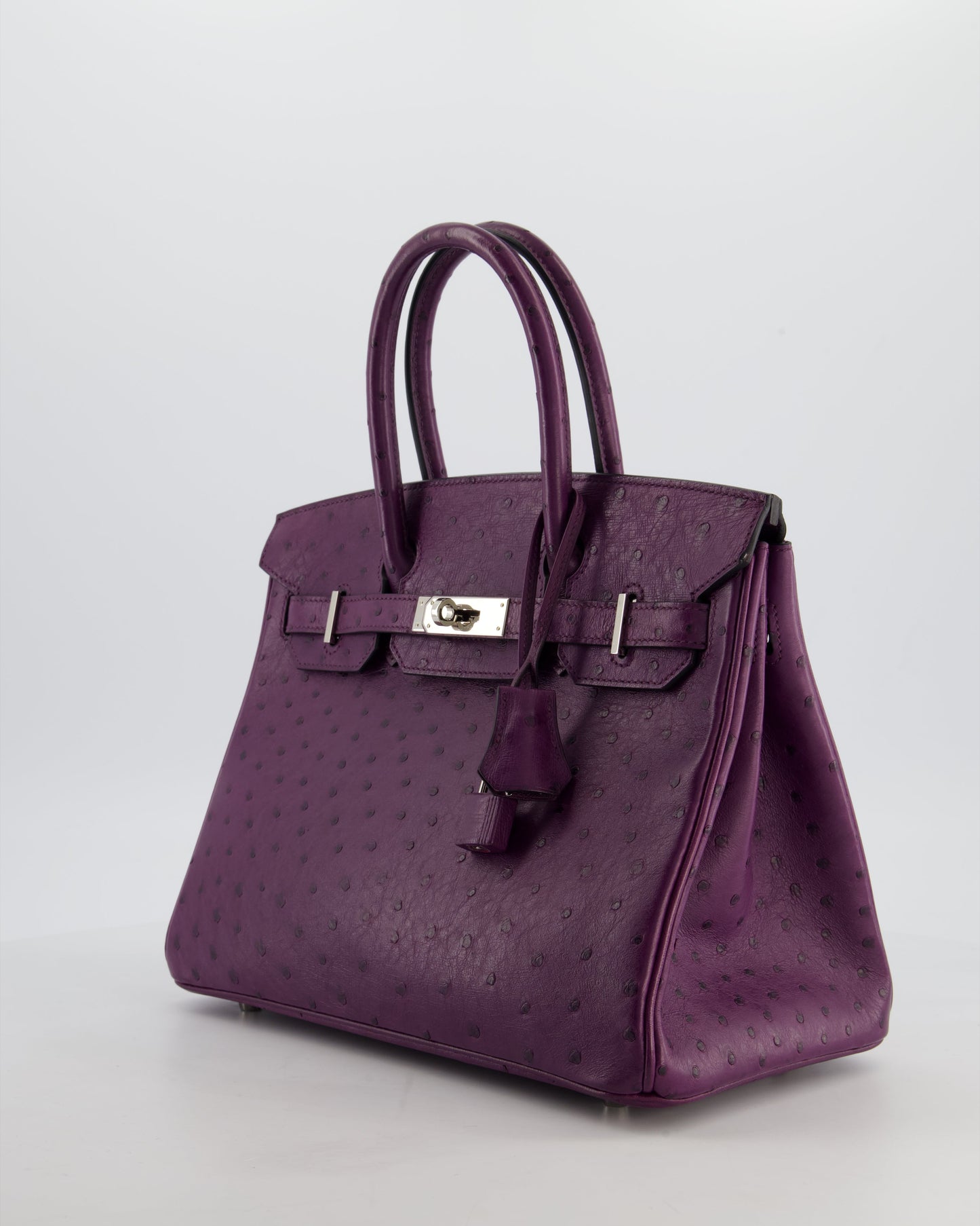 *HOT & RARE* Hermes Birkin 30 Retourne Bag in Violine Ostrich Leather with Palladium Hardware