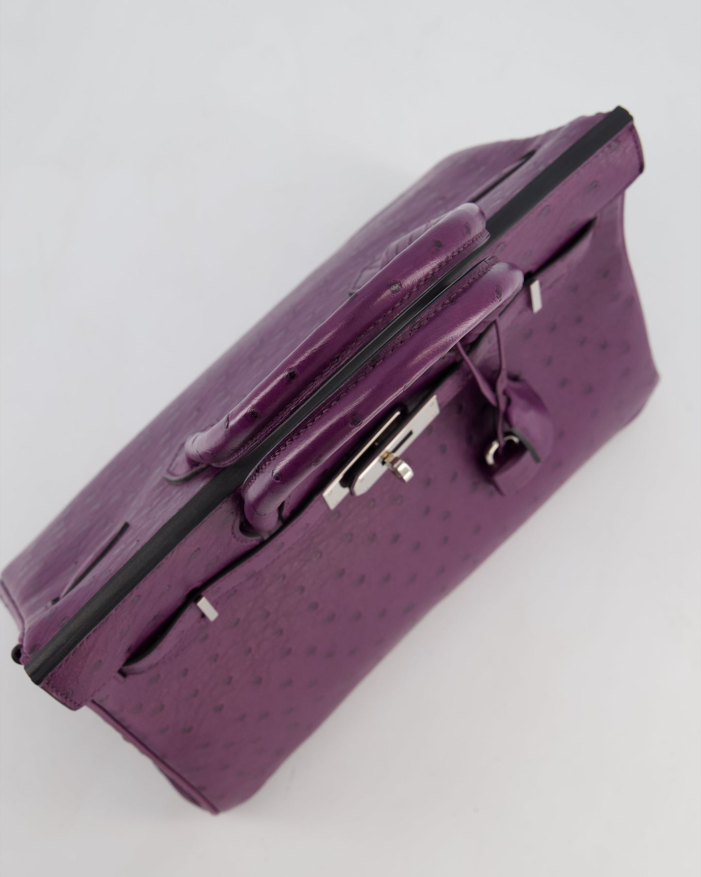 *HOT & RARE* Hermes Birkin 30 Retourne Bag in Violine Ostrich Leather with Palladium Hardware
