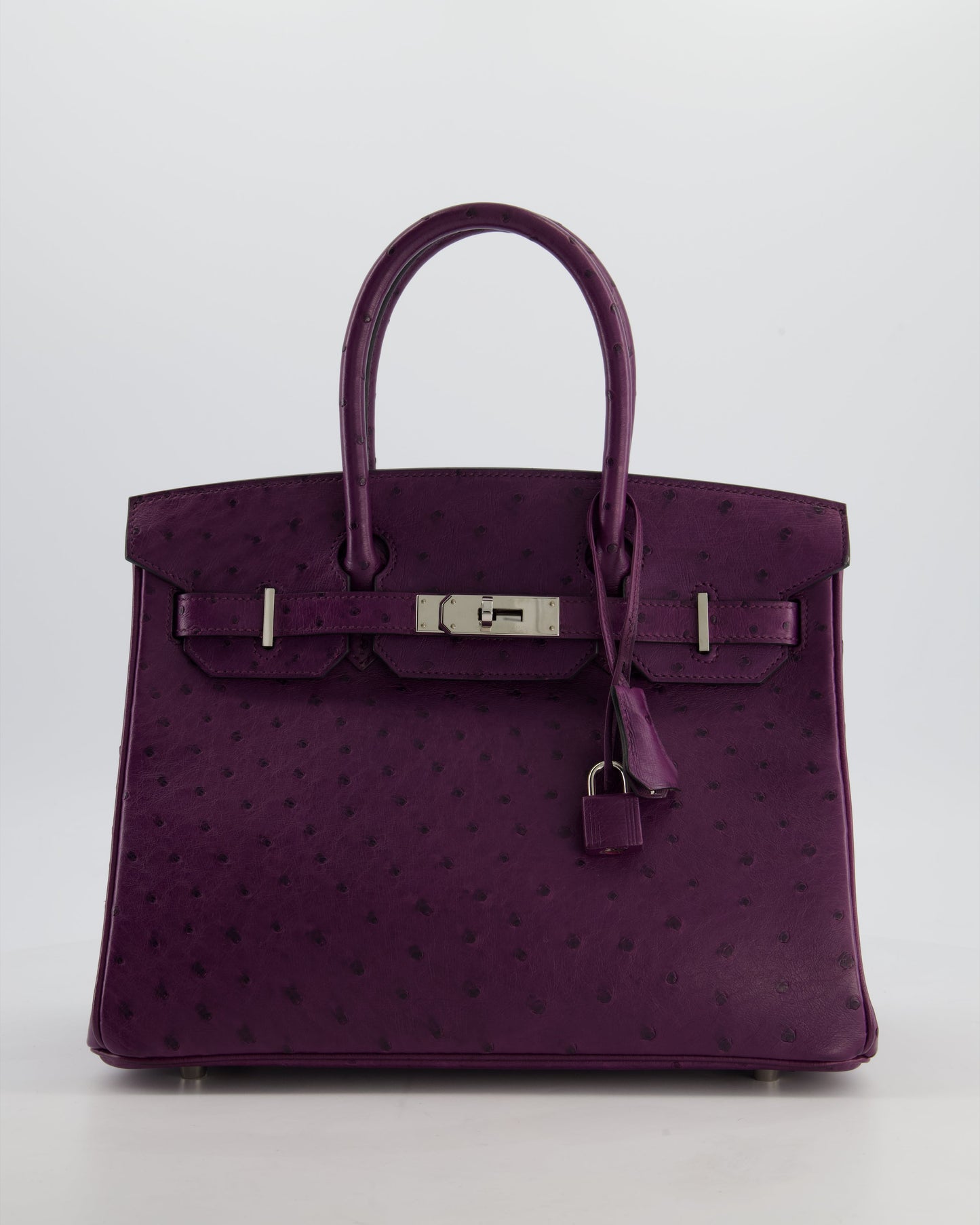 *HOT & RARE* Hermes Birkin 30 Retourne Bag in Violine Ostrich Leather with Palladium Hardware
