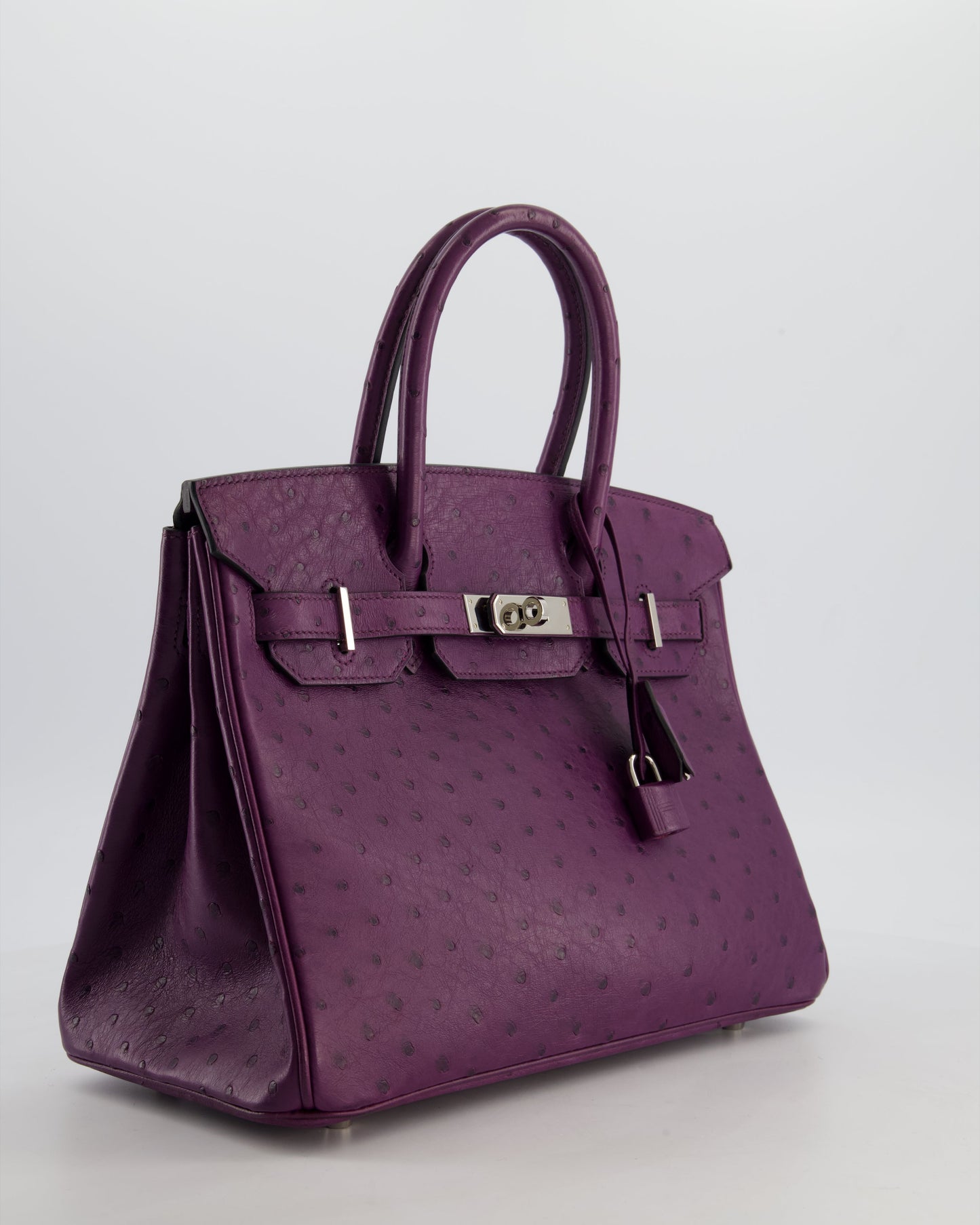 *HOT & RARE* Hermes Birkin 30 Retourne Bag in Violine Ostrich Leather with Palladium Hardware