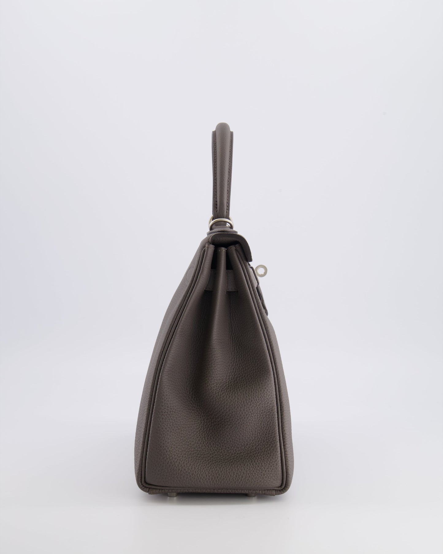 Hermes Kelly 28 Retourne HSS Bag in Gris Etain Togo Leather with Gris Perle Interior and Brushed Palladium Hardware