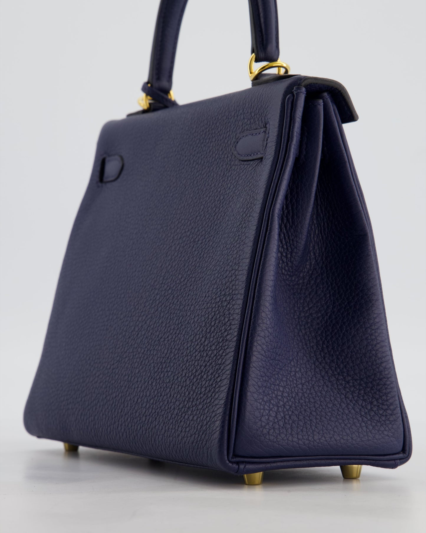 Hermes Kelly 25 Retourne Bag in Bleu Navy Togo Leather Bleu with Gold Hardware