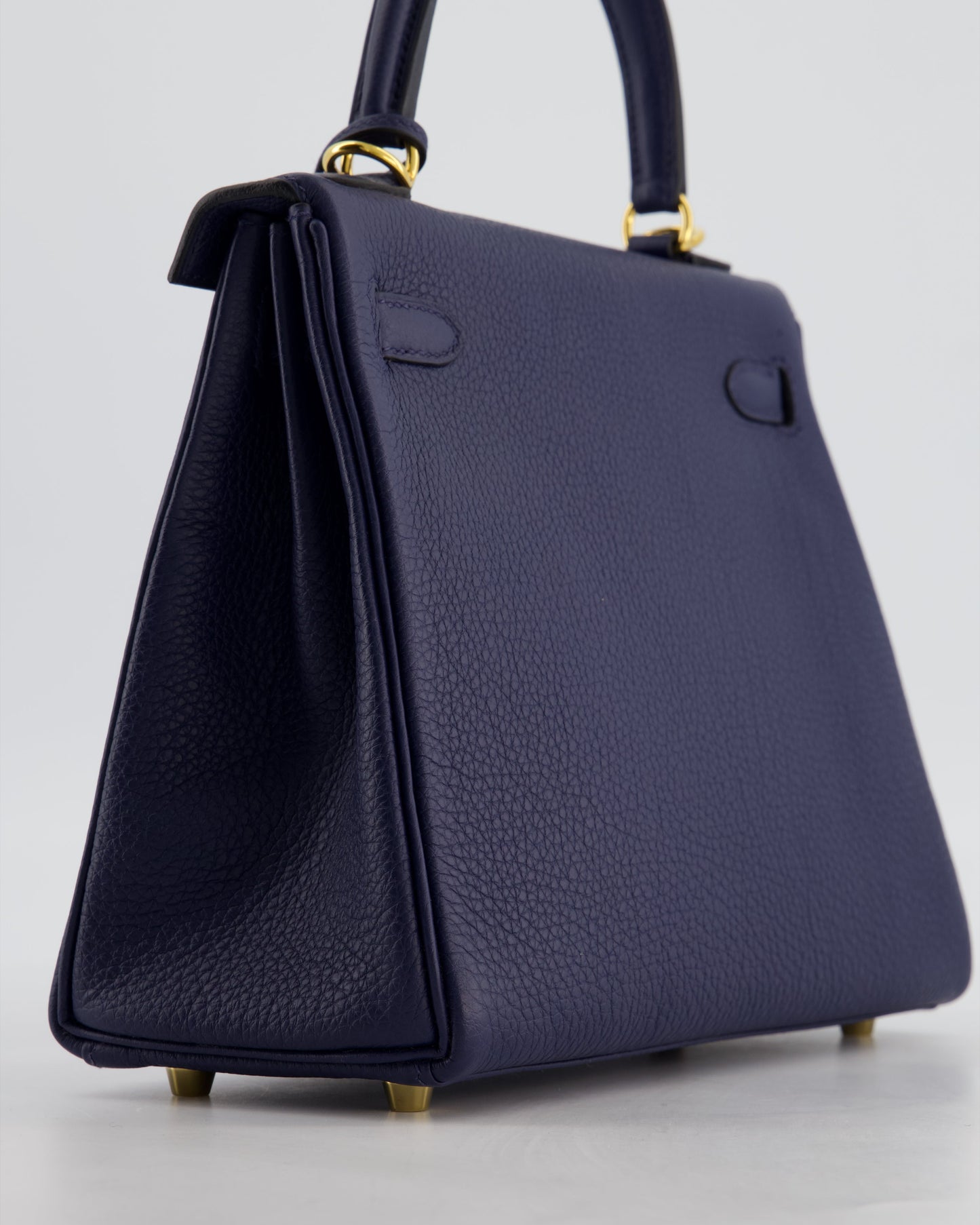 Hermes Kelly 25 Retourne Bag in Bleu Navy Togo Leather Bleu with Gold Hardware