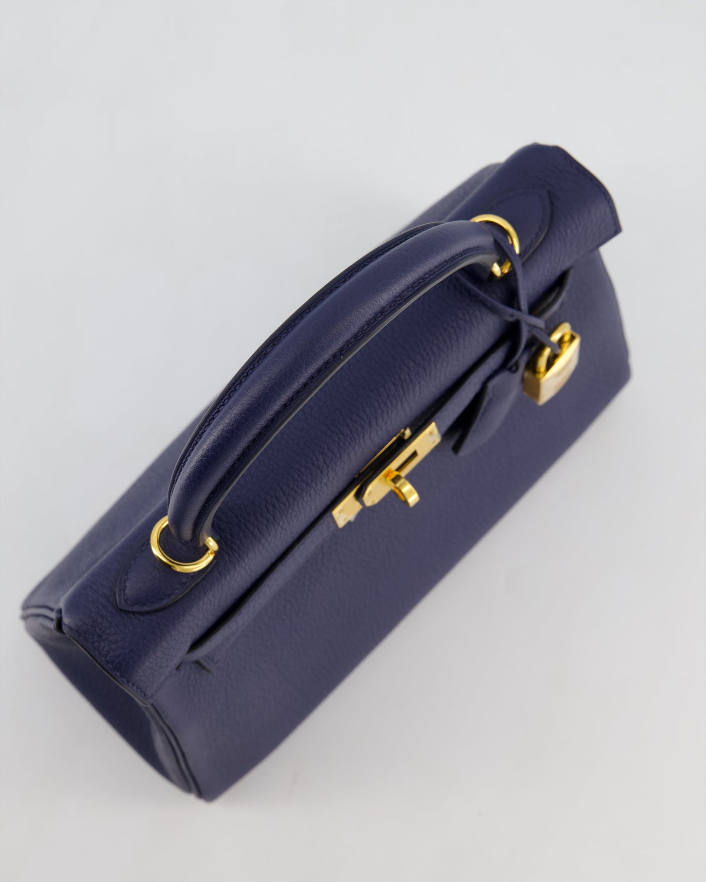 Hermes Kelly 25 Retourne Bag in Bleu Navy Togo Leather Bleu with Gold Hardware