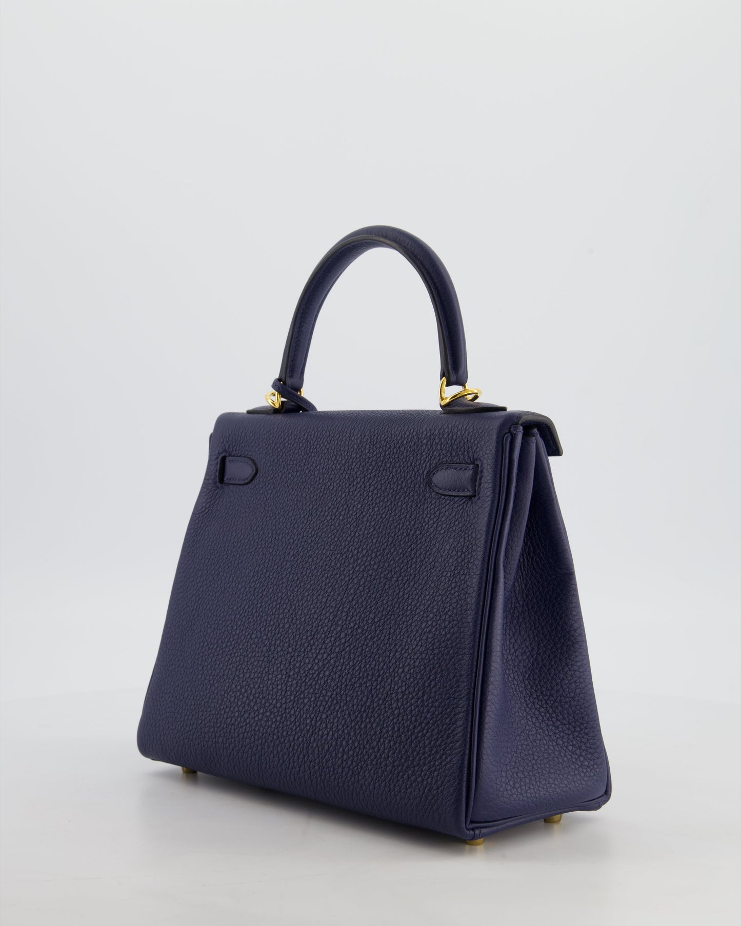 Hermes Kelly 25 Retourne Bag in Bleu Navy Togo Leather Bleu with Gold Hardware